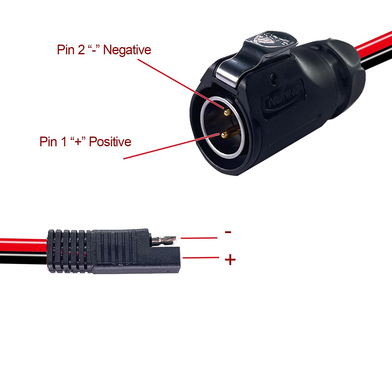 10AWG 2 Pin Power Industrial Circular Connector to SAE Adapter Cable - Waterproof RV Solar Port Compatible with Furrion, Solar Suitcase LP-20 & Forrest River RVs - Perfect for Off-Grid Solar Systems, RV Power Connections & Marine Applications