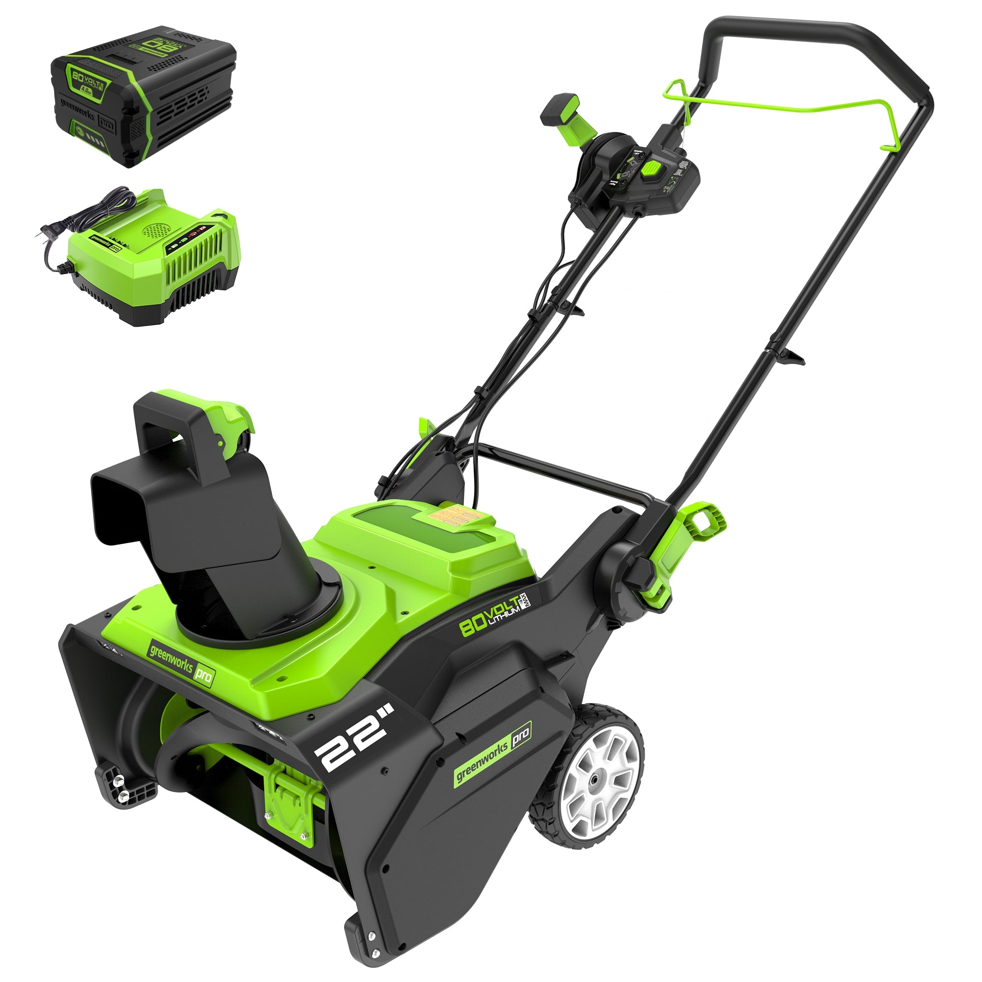 Renewed 80V 22-Inch Cordless Battery Single Stage Snow Blower with 4.0Ah Battery & Charger - Perfect for Driveways, Sidewalks & Small Yards