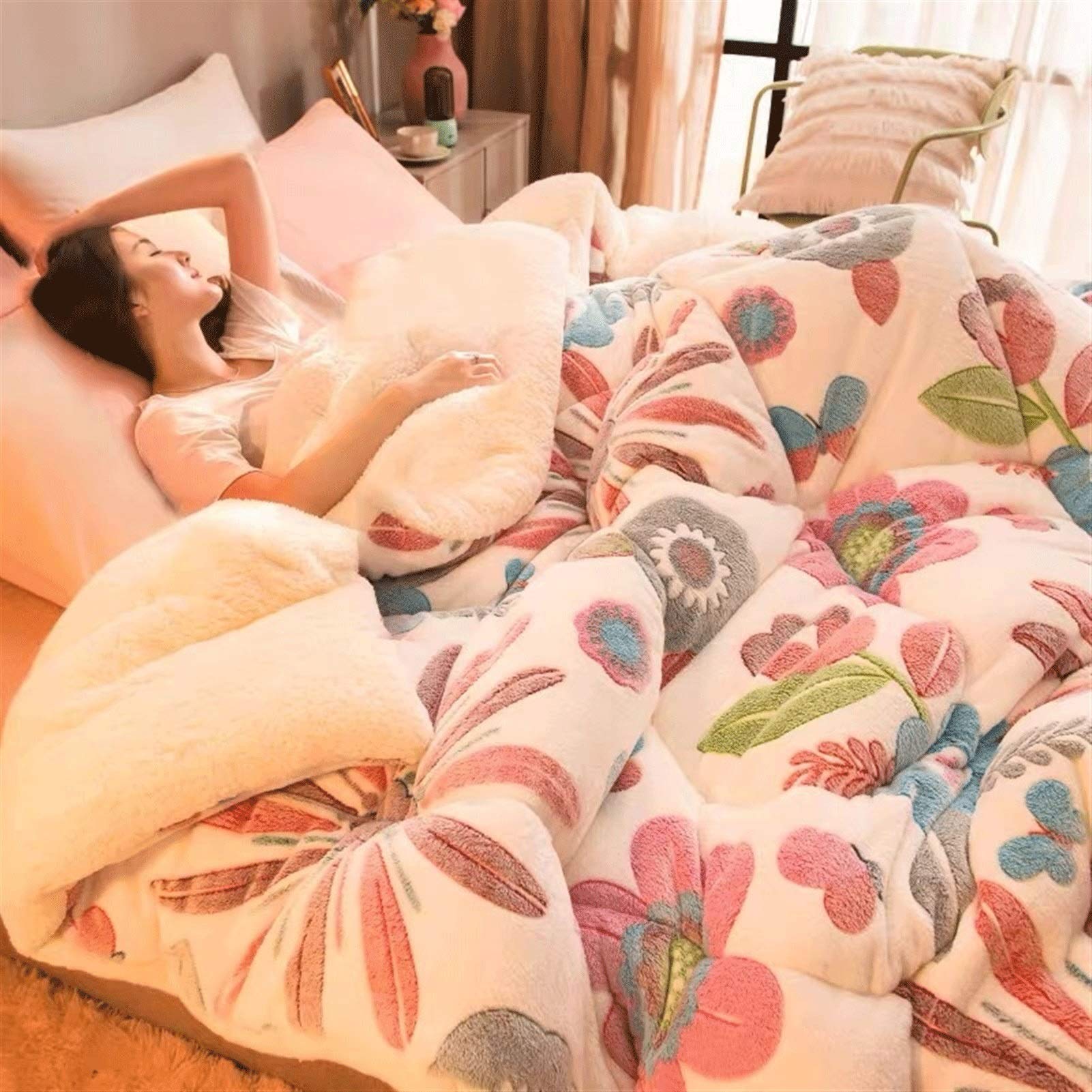 TJOUL Super Warm Lamb Quilt - 6kg Heavyweight Winter Blanket with Double-Sided Velvet, Thickened Plush Comforter for All Seasons (110x150cm, Color 22) - Perfect for Bedroom, Sofa, and Guest Room Coziness