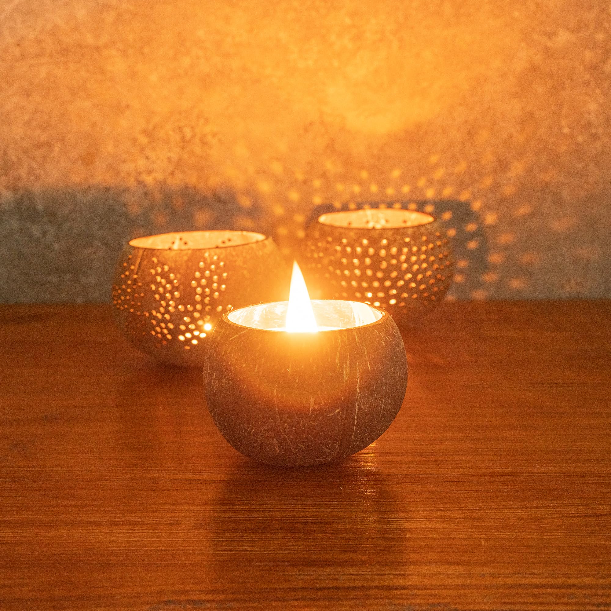 Hand-Poured Coconut Shell Candle - 3.9 x 2.8 Inch Natural Soy Wax Candle with Wooden Wick, Pineapple Papaya Fragrance, Double Wax Blend for Home Decor, Spa Relaxation & Romantic Ambiance