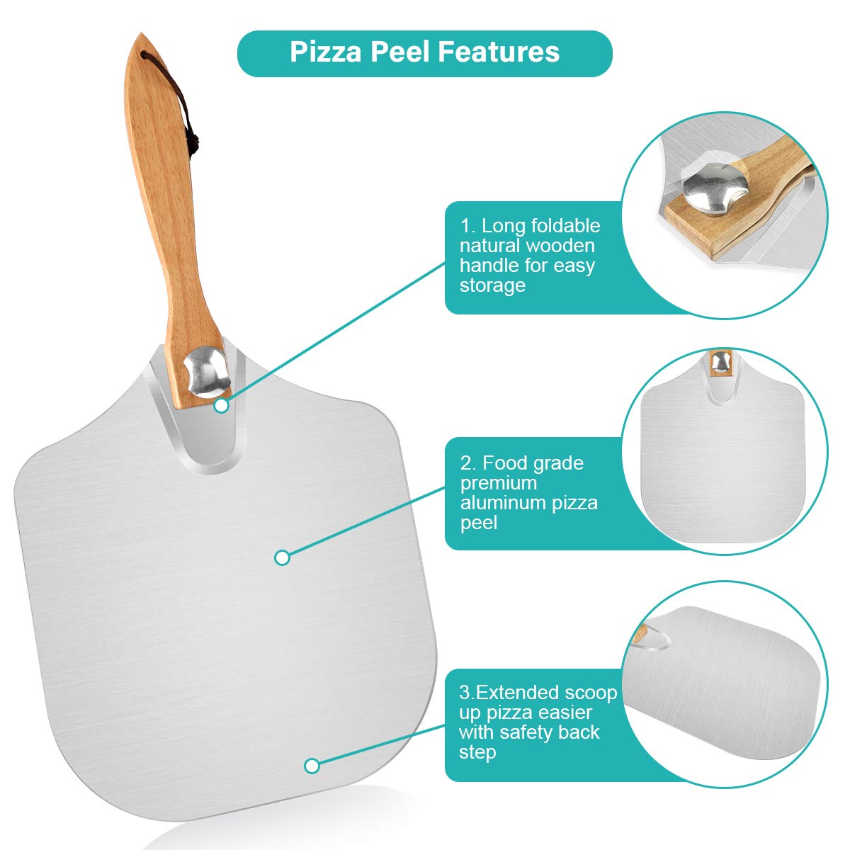 Foldable Pizza Peel Set - 7Pcs 12