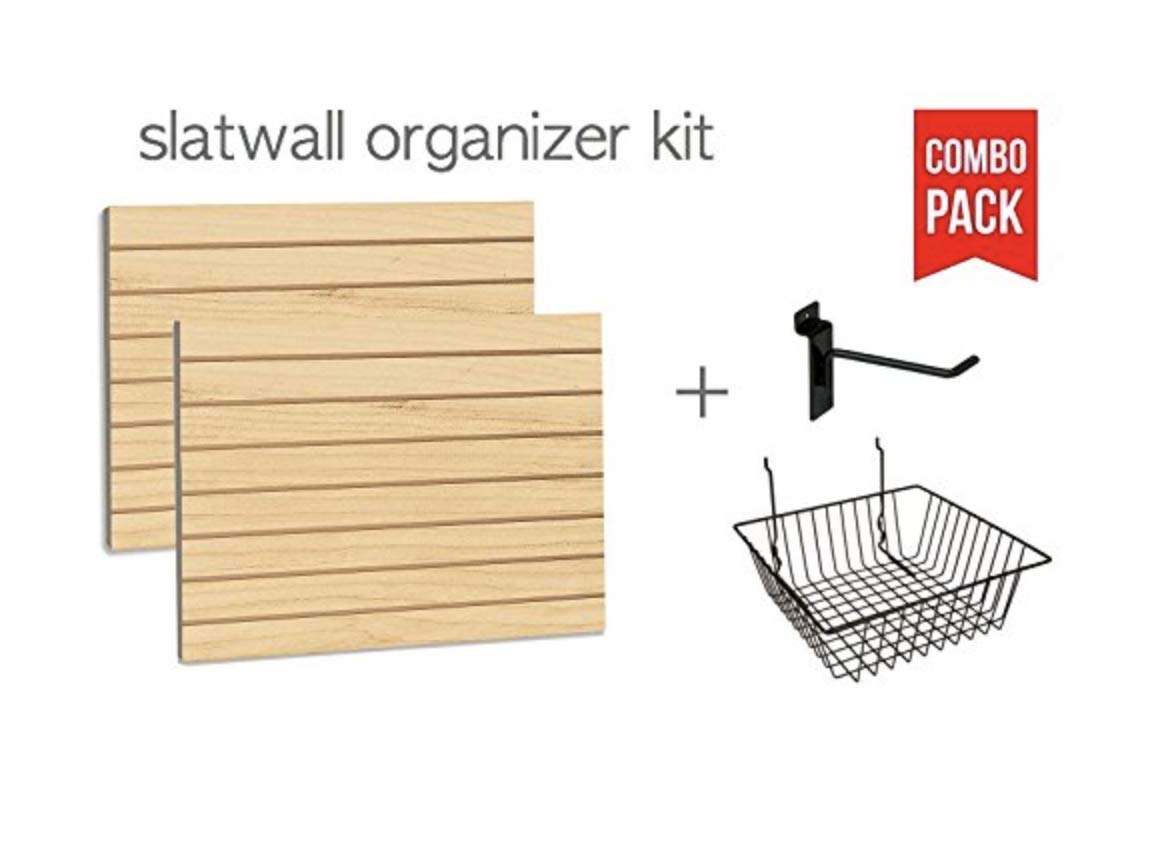 Maple Slatwall Panels Organizer Kit - 2 Pack 24