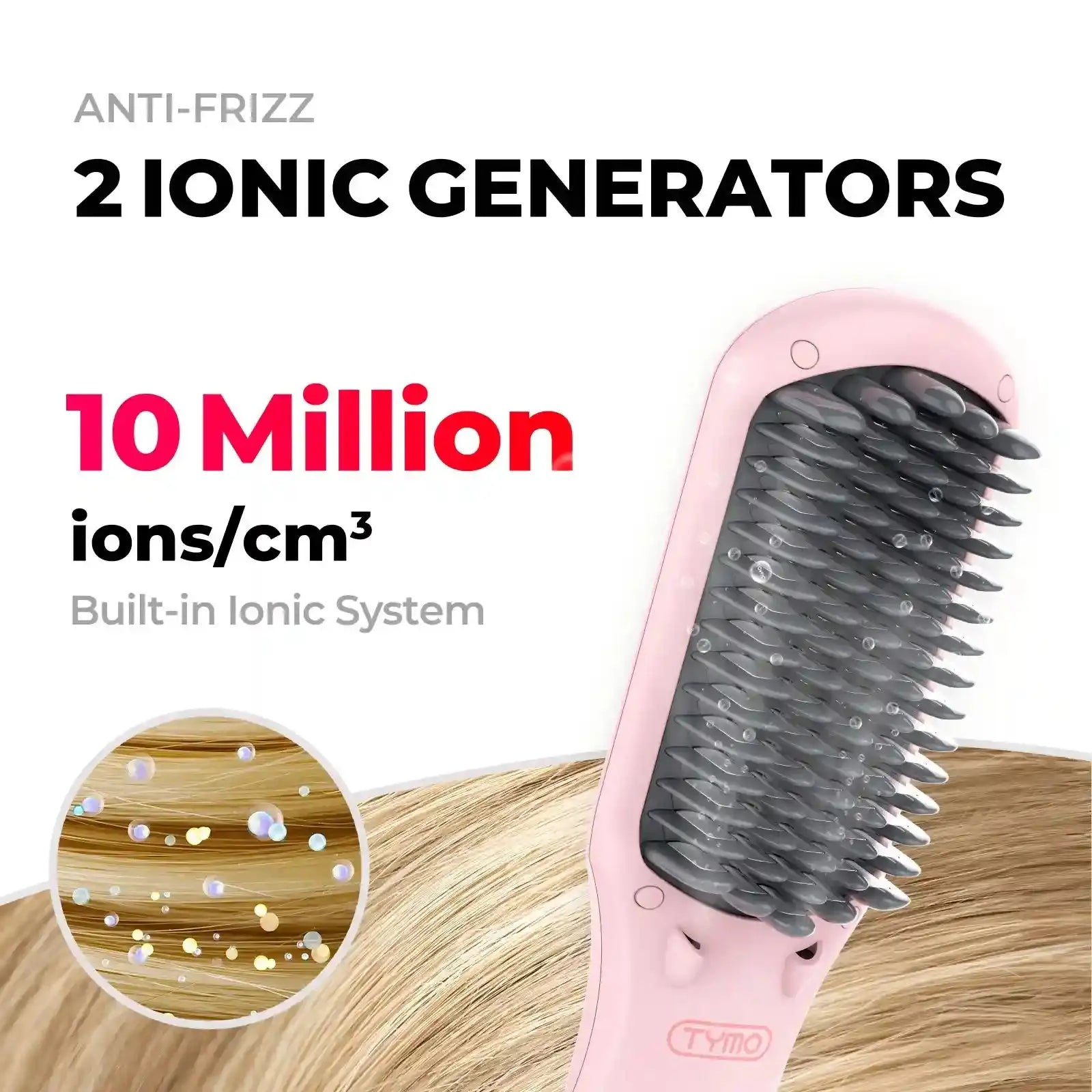 TYMO Ionic Pink Hair Dryer - Professional Salon Blow Dryer with Negative Ion Technology for Frizz-Free, Shiny Hair | Perfect for Home & Salon Use