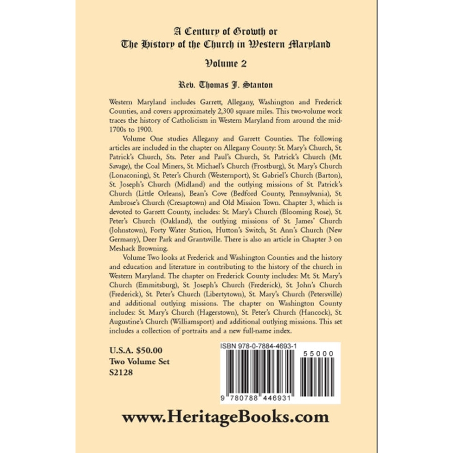 The History of the Church in Western Maryland - A Century of Growth [2 Volume Set] | Religious Studies & American History Books for Scholars & Collectors
