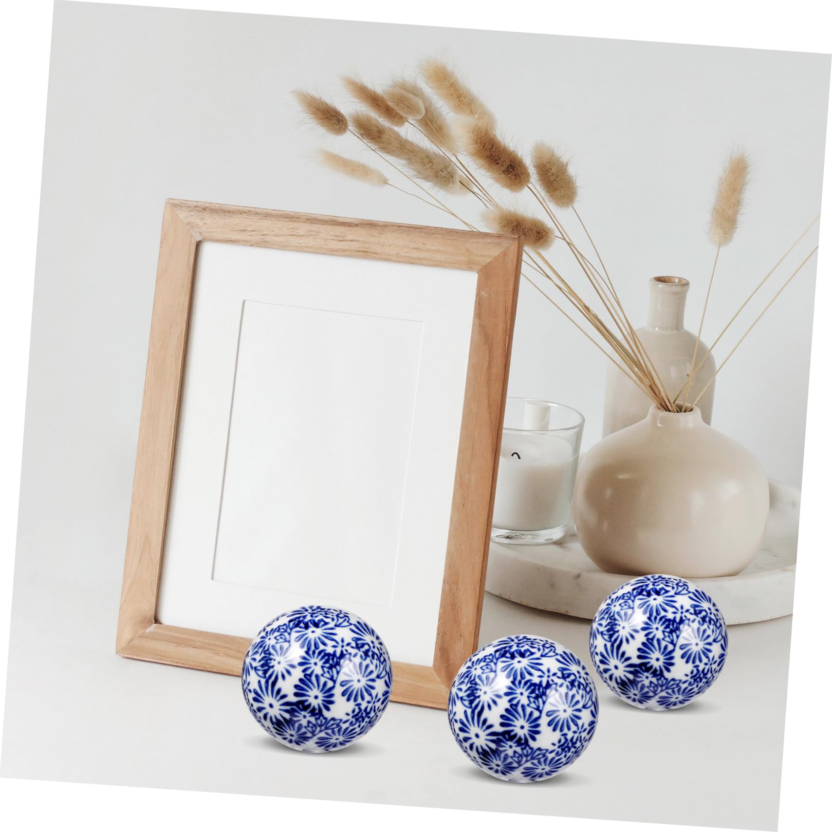 Artibetter 3-Piece Blue and White Porcelain Sphere Balls - 6x6cm Chinese Ceramic Orbs for Home Decor, Centerpieces, Vases, Bowls, Fish Tanks & Floating Displays - Elegant Tabletop Decor for Weddings, Parties & Zen Spaces