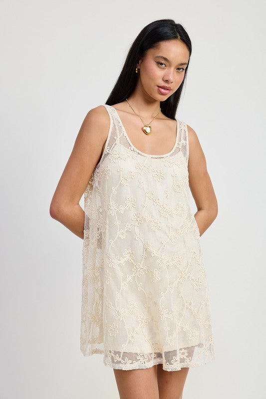 Mini Floral Crochet Dress for Women - Boho Summer Beach Dress, Perfect for Vacation, Party & Casual Wear