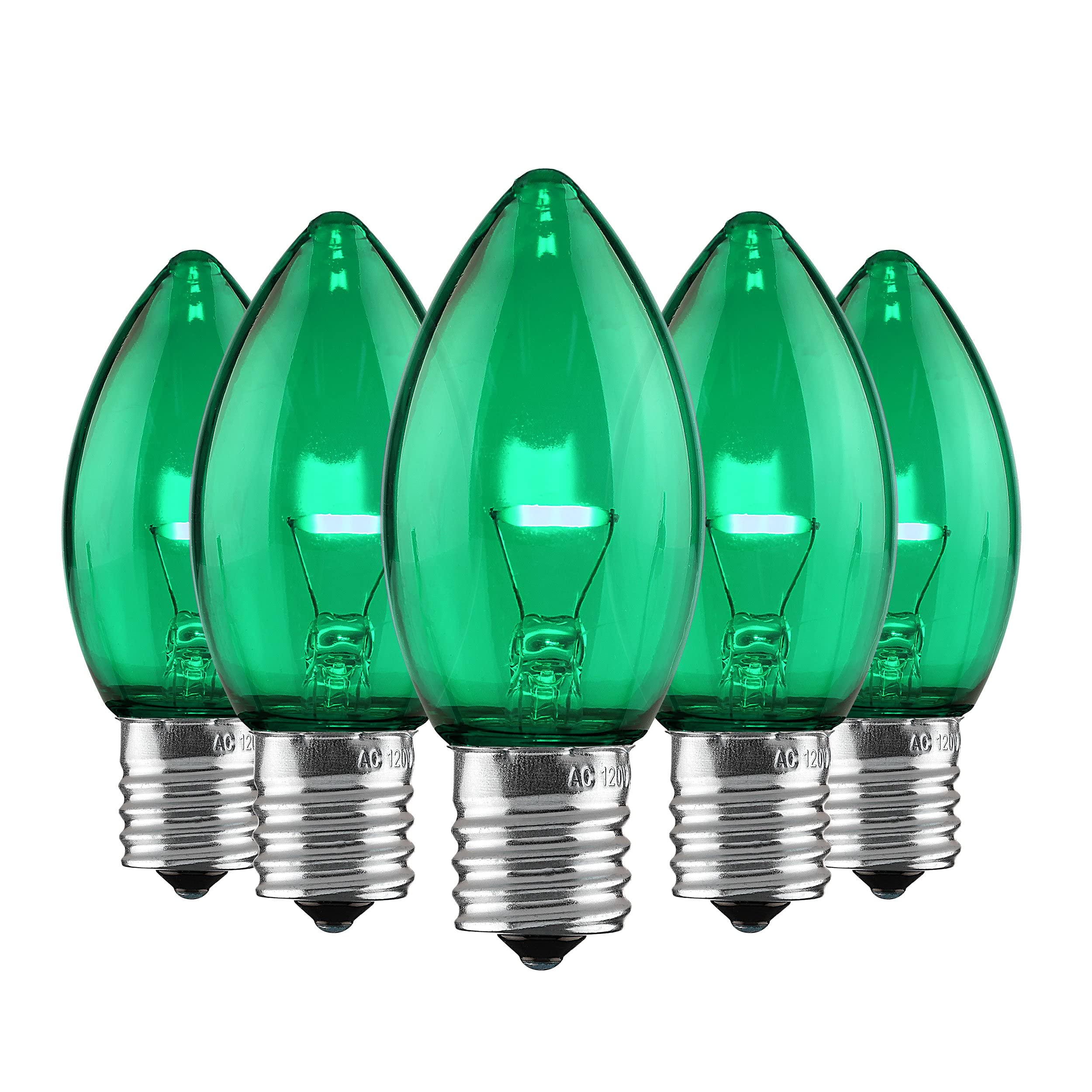 25-Pack C9 LED Christmas Lights - Green Filament Bulbs for Indoor & Outdoor Holiday Decorations | Perfect for Roof, Tree & Home Decoration | Energy Efficient Traditional Holiday Lighting