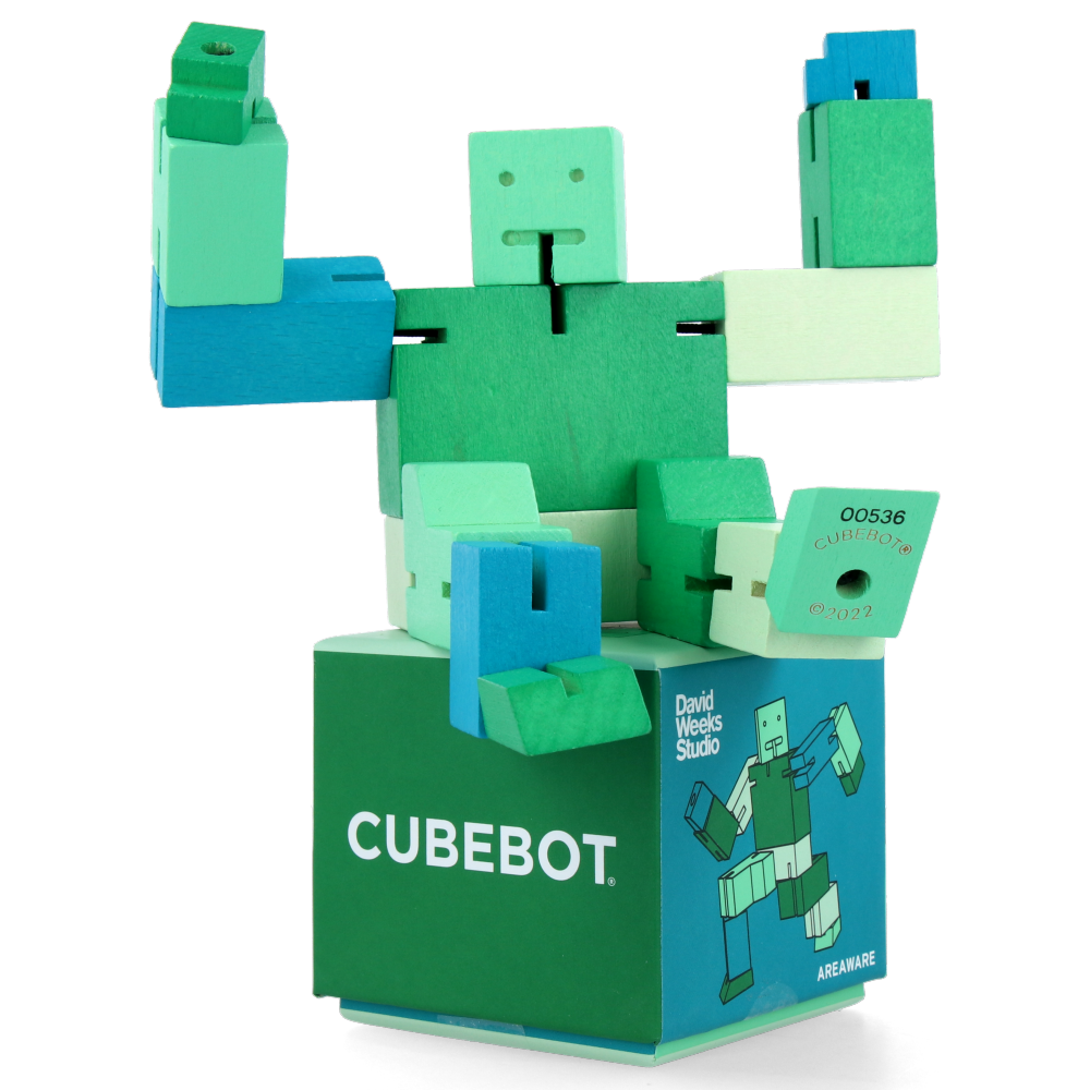 Cubebot Small Green Wooden Robot Toy - Fun & Educational STEM Gift for Kids | Perfect for Playtime, Learning & Home Decor