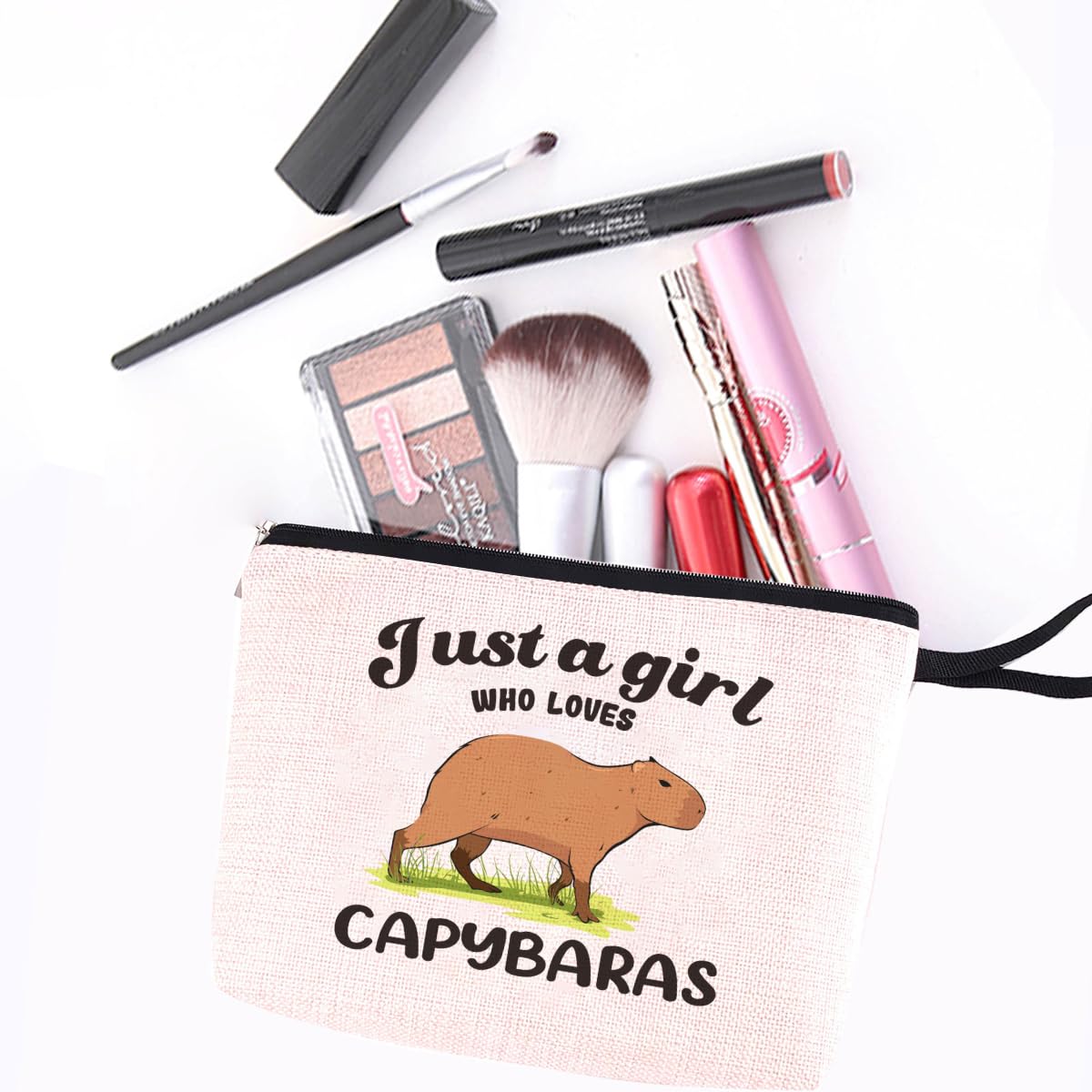 Funny Capybara Makeup Bag - Cute Waterproof Cosmetic Pouch for Women & Girls | Capybara Themed Gifts for Best Friends, Animal Lovers | Travel, Birthday, Graduation Gift Idea | Perfect for Daily Use, School, Work & Vacation