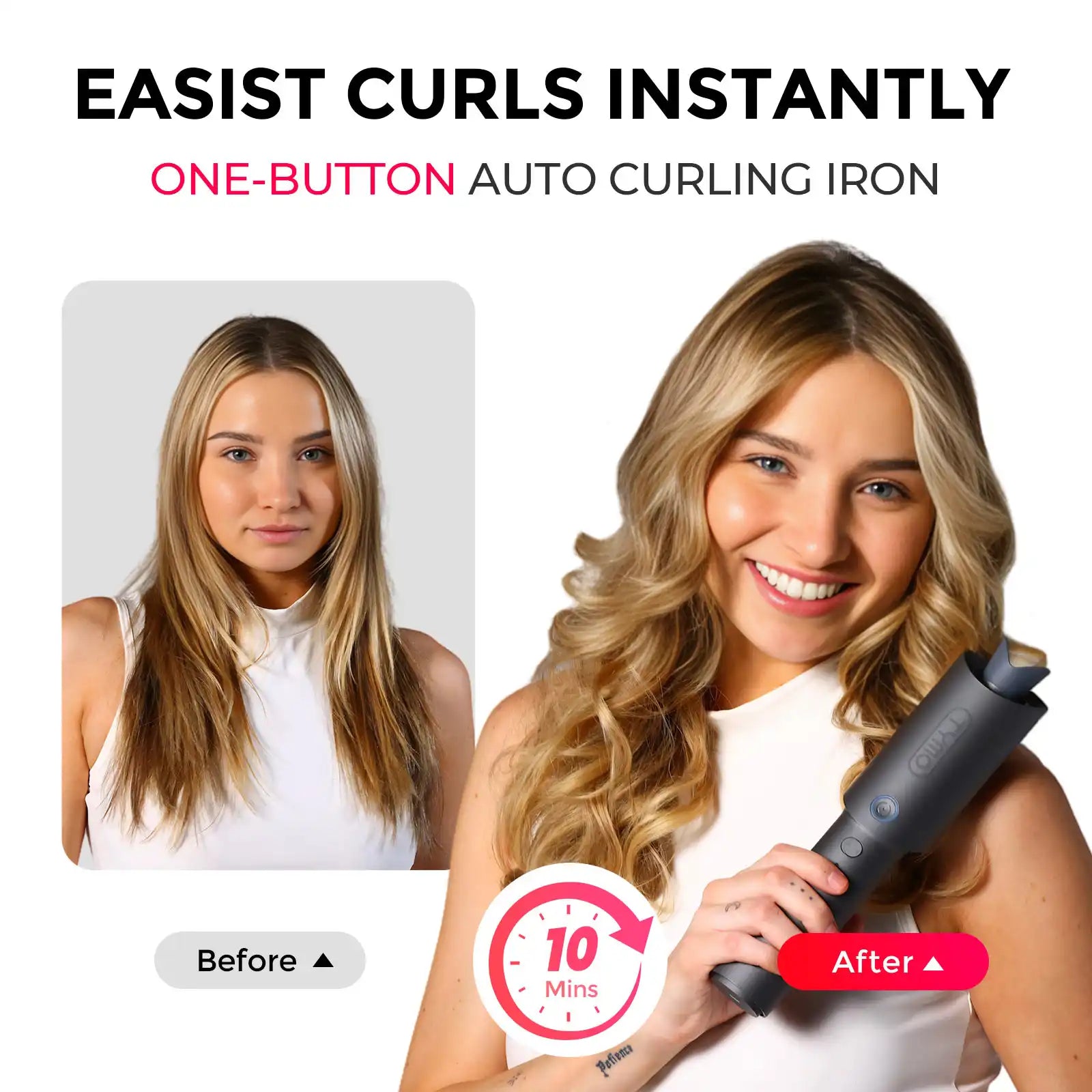 TYMO CURLPRO Grey Hair Curling Iron - Professional Ceramic Tourmaline Styler for Salon-Quality Waves & Curls - Perfect for Home Styling, Parties & Special Occasions