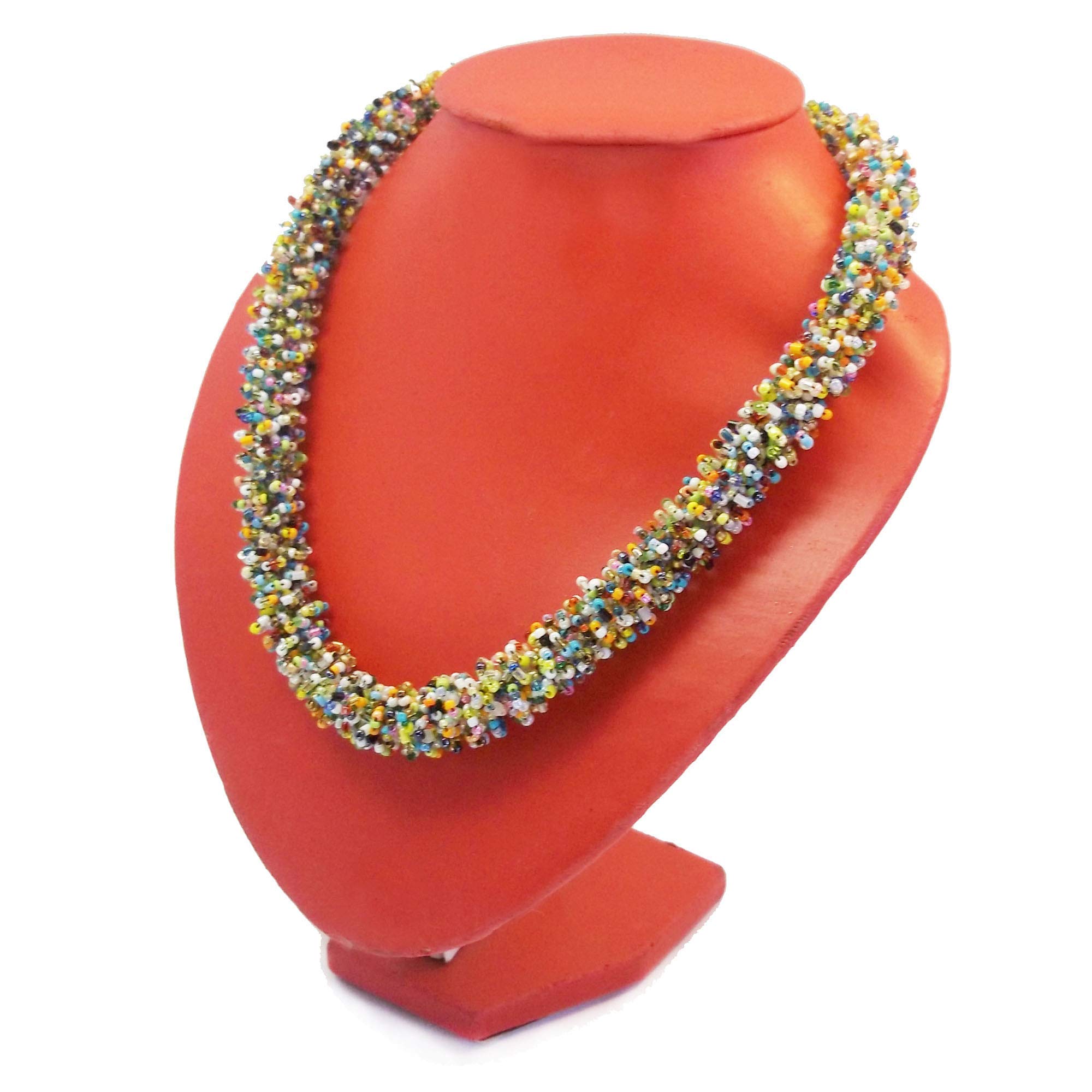 Vibrant African Beaded Statement Necklace - Handmade Colorful Rope Jewelry for Women, Unique Gift for Grandma - Perfect for Summer Outfits, Weddings & Cultural Events