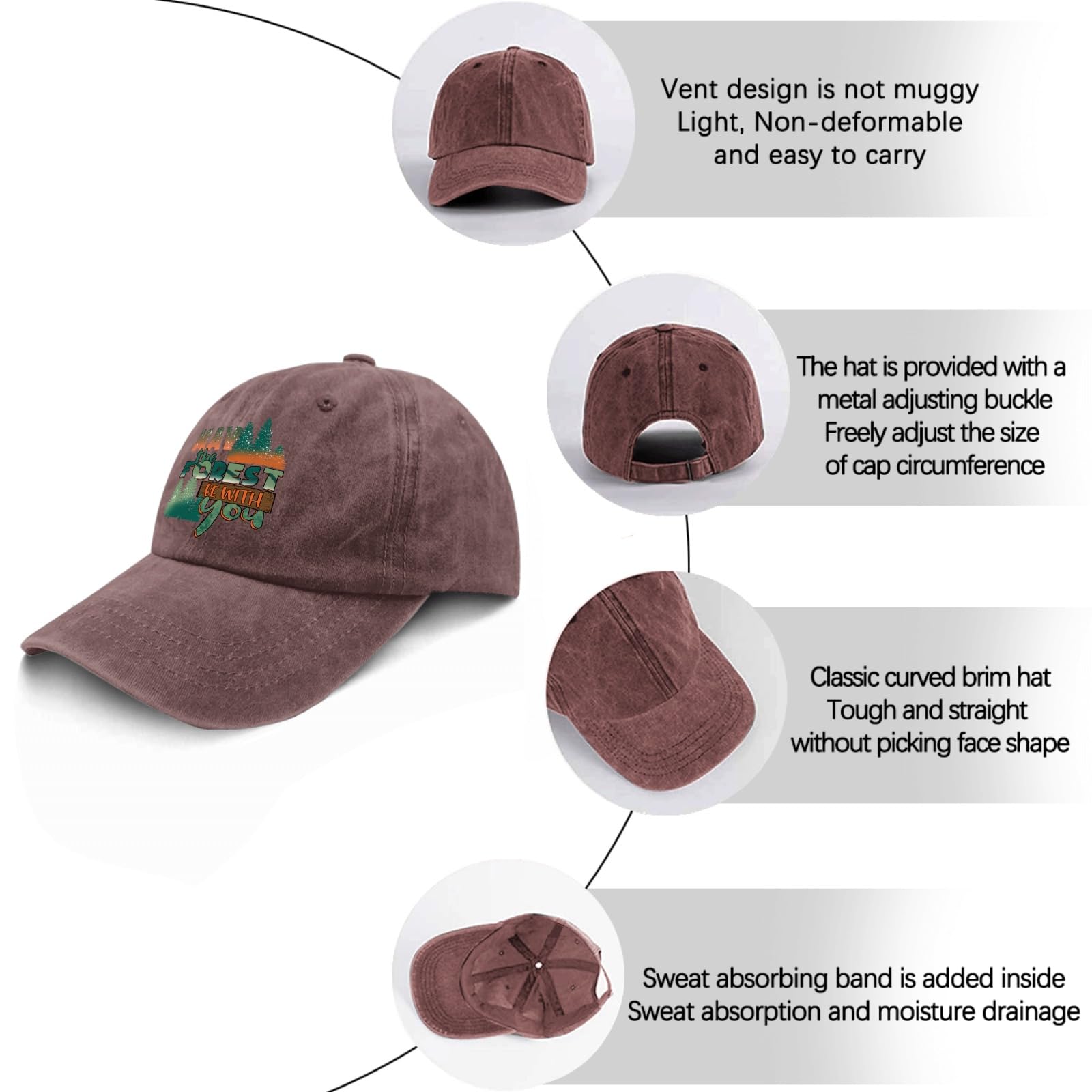May The Forest Be with You Trucker Hat - Pigment Black Adjustable Baseball Cap for Men, Outdoor Fishing & Workout Hat, Perfect Gift for Hiking, Camping & Casual Wear