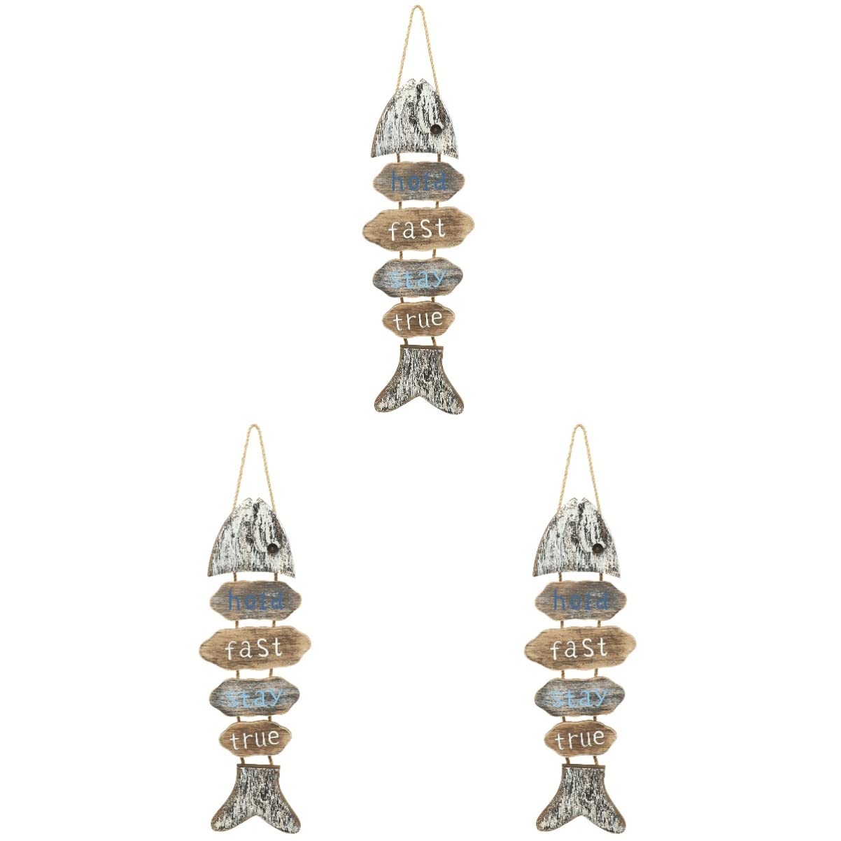 3-Piece Vintage Wooden Fish Welcome Sign Set - Rustic Nautical Beach Decor for Doors, Walls & Home - Perfect for Coastal, Farmhouse & Cabin Style Interiors