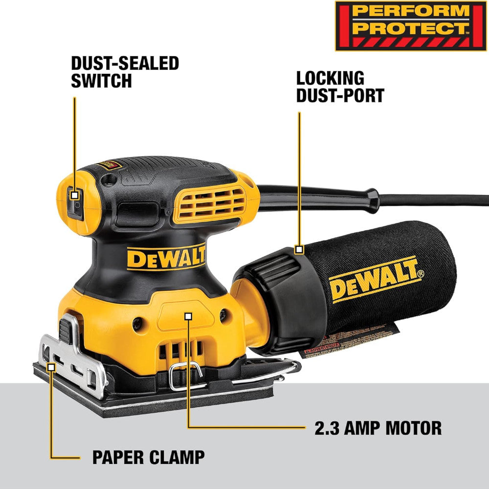 DEWALT DWE6411K 1/4 Sheet Palm Sander - Refurbished with Warranty | Perfect for Woodworking, Sanding & DIY Home Projects