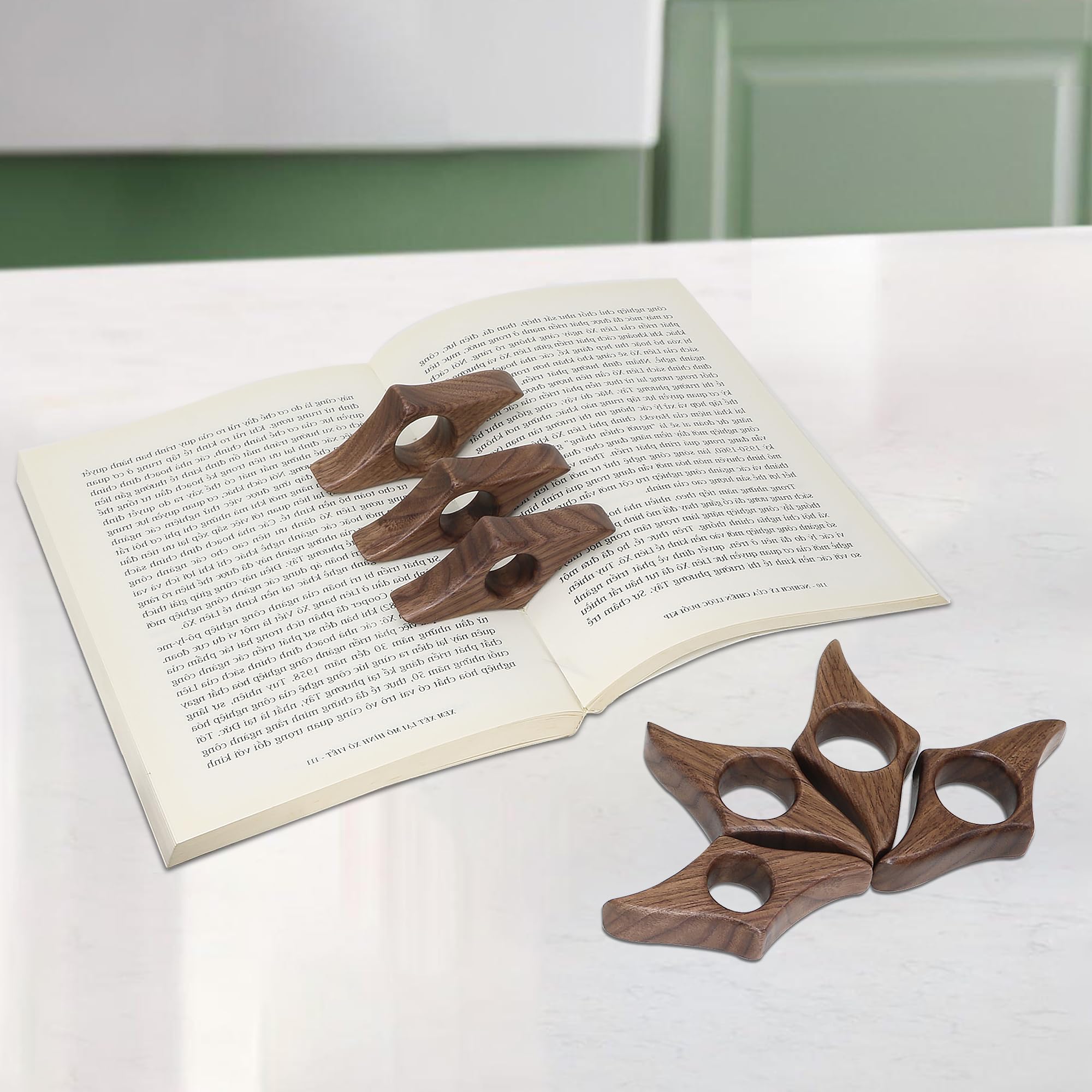 Premium Walnut Book Page Holder - Smooth Finish Wooden Bookmark for Readers | Perfect Reading Accessory & Bookworm Gift for Women & Men | Ideal for Novels, Cookbooks & Bible Reading (Large Size)
