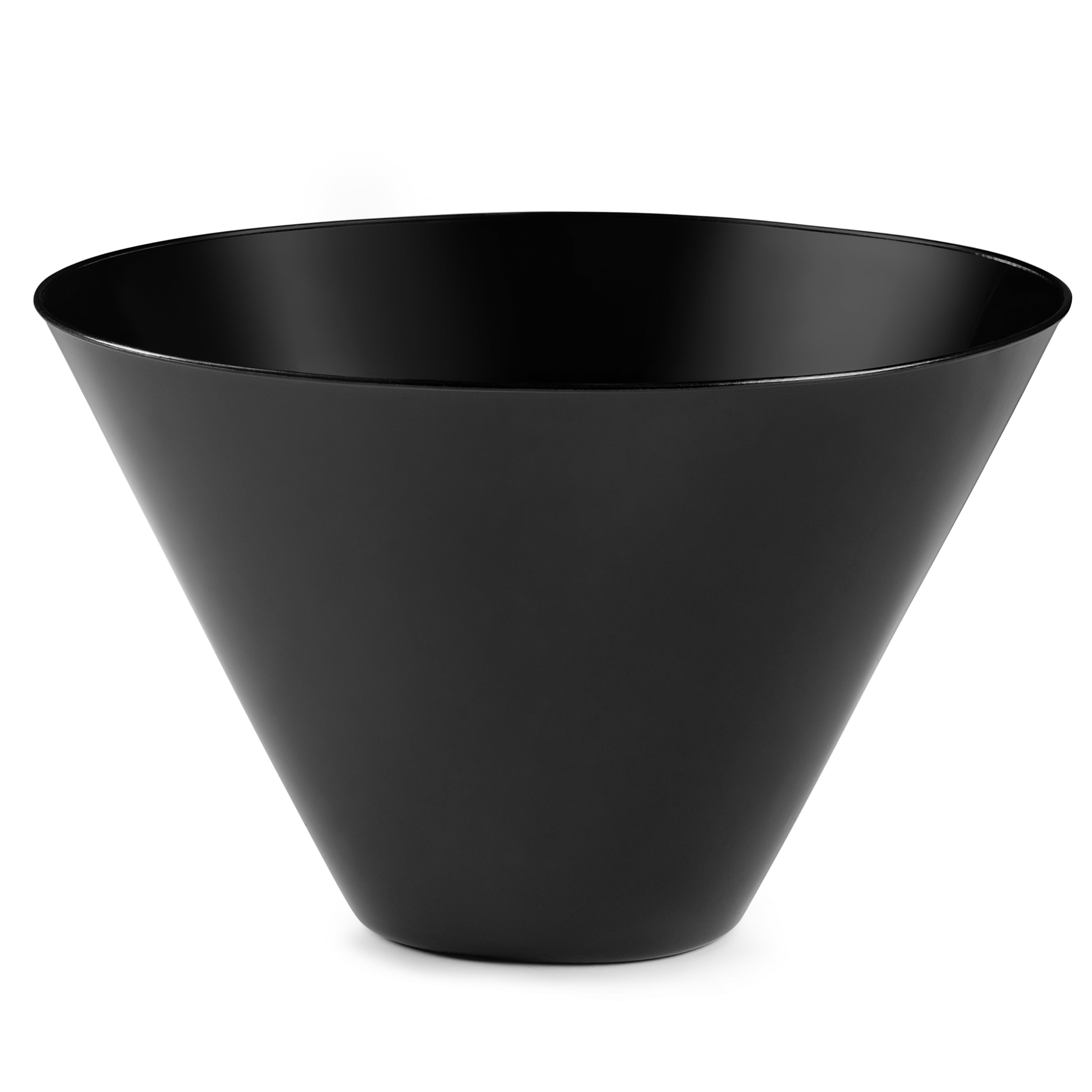 5 Pack Black Plastic Cone-Shaped Salad Bowls - Lightweight & Durable for Parties, Picnics, and Outdoor Dining