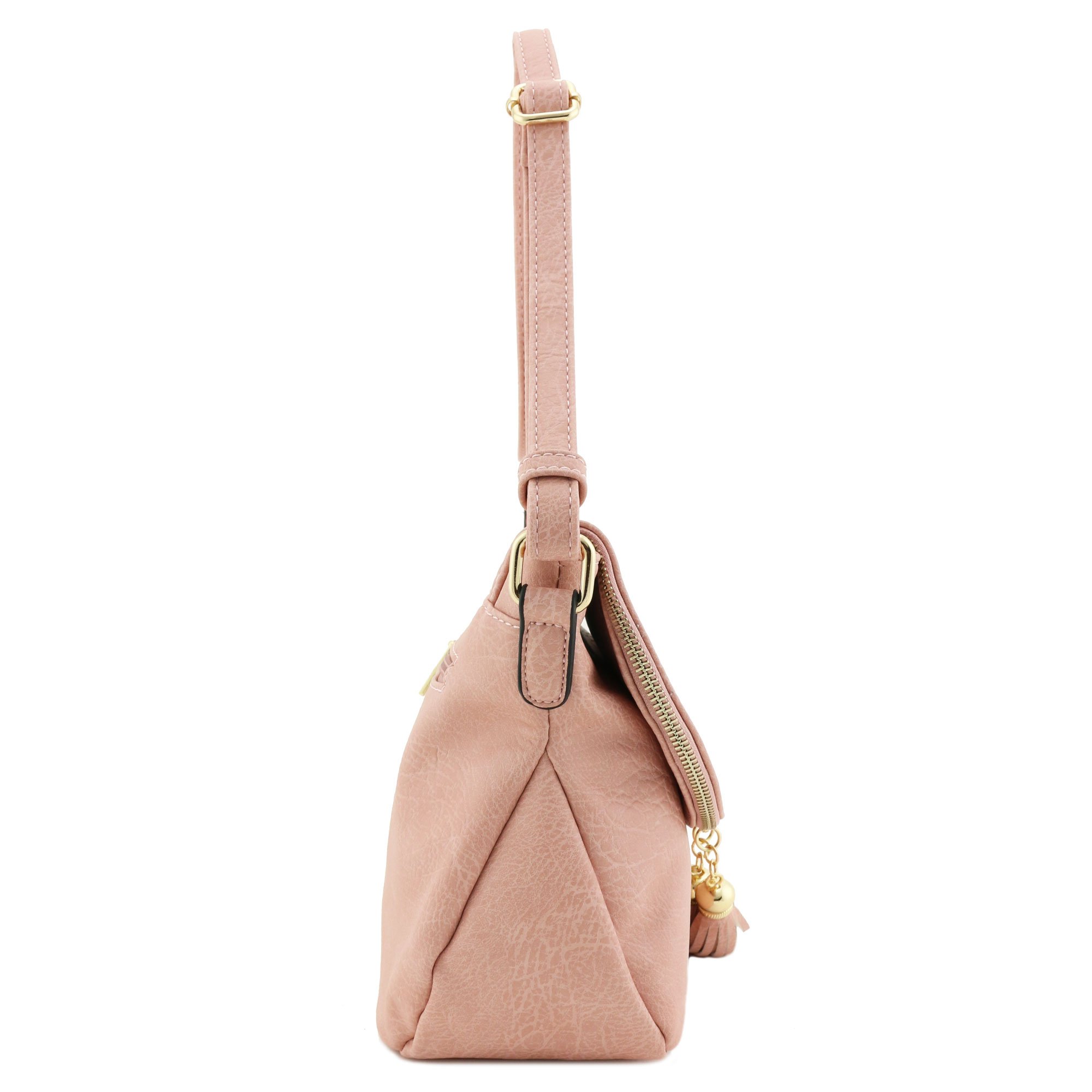 Stylish Tassel Accent Crossbody Bag with Flap Top - Dusty Pink for Women | Fashionable Shoulder Purse for Daily Use, Travel & Date Night