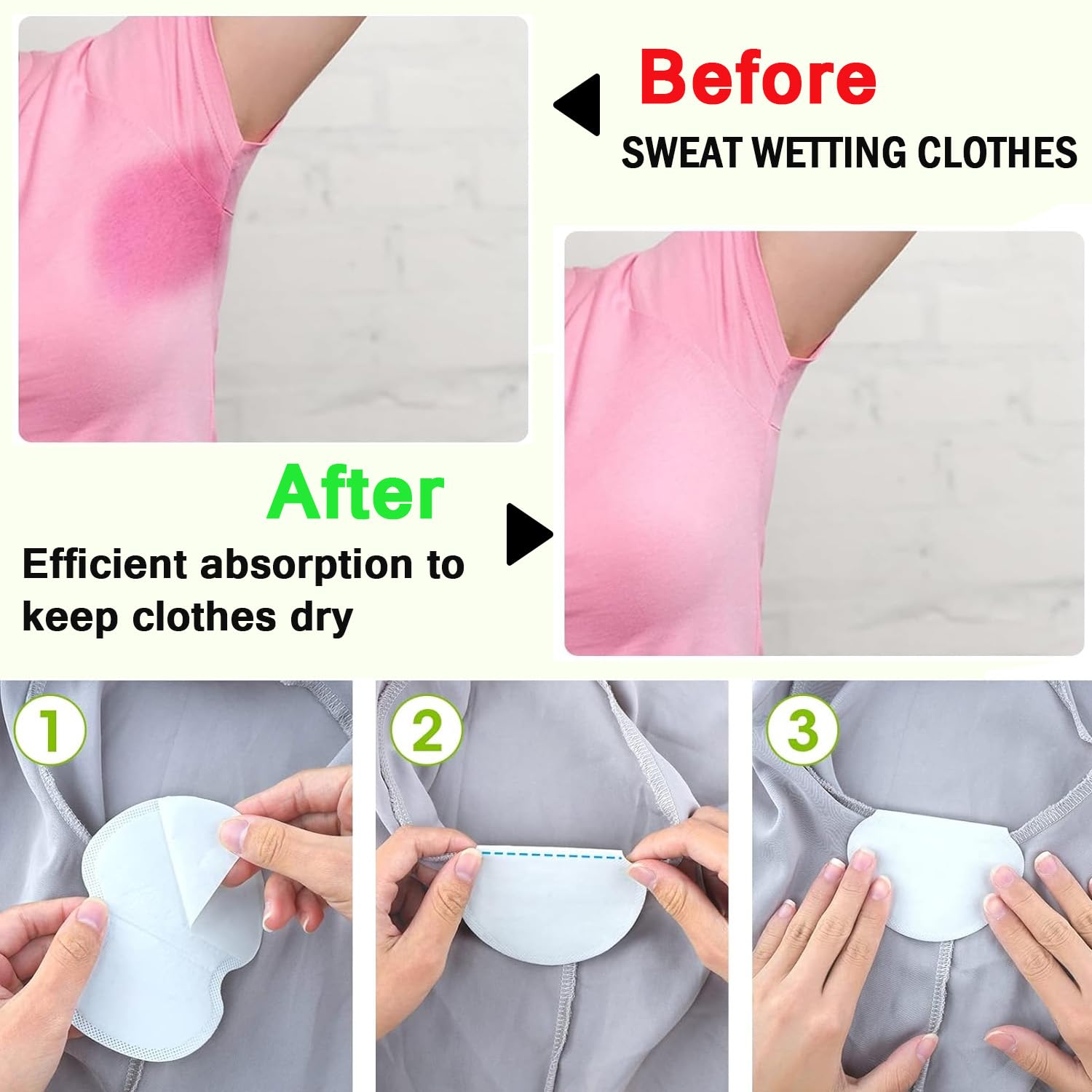 AKOAK 100 Pcs Disposable Underarm Sweat Pads for Women & Men - Invisible Adhesive Armpit Protection Pads for Excessive Sweating | Comfortable & Breathable | Perfect for Workouts, Business Meetings & Daily Wear