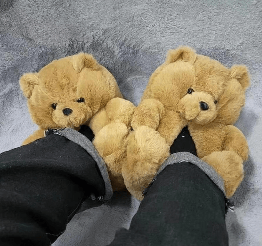 Cozy Honey Brown Teddy Bear Plush Slippers for Women & Men - Soft Fuzzy House Shoes for Winter Comfort, Cute Home Footwear Gift Idea - Perfect for Lounging, Relaxing & Keeping Feet Warm