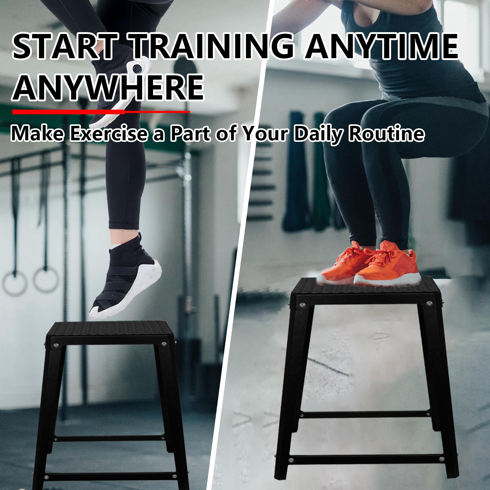 12/18/24 Inch Anti-Slip Plyometric Jump Box - Adjustable Workout Box for CrossFit, HIIT & Home Gym Training - Perfect for Box Jumps, Step Ups & Strength Exercises