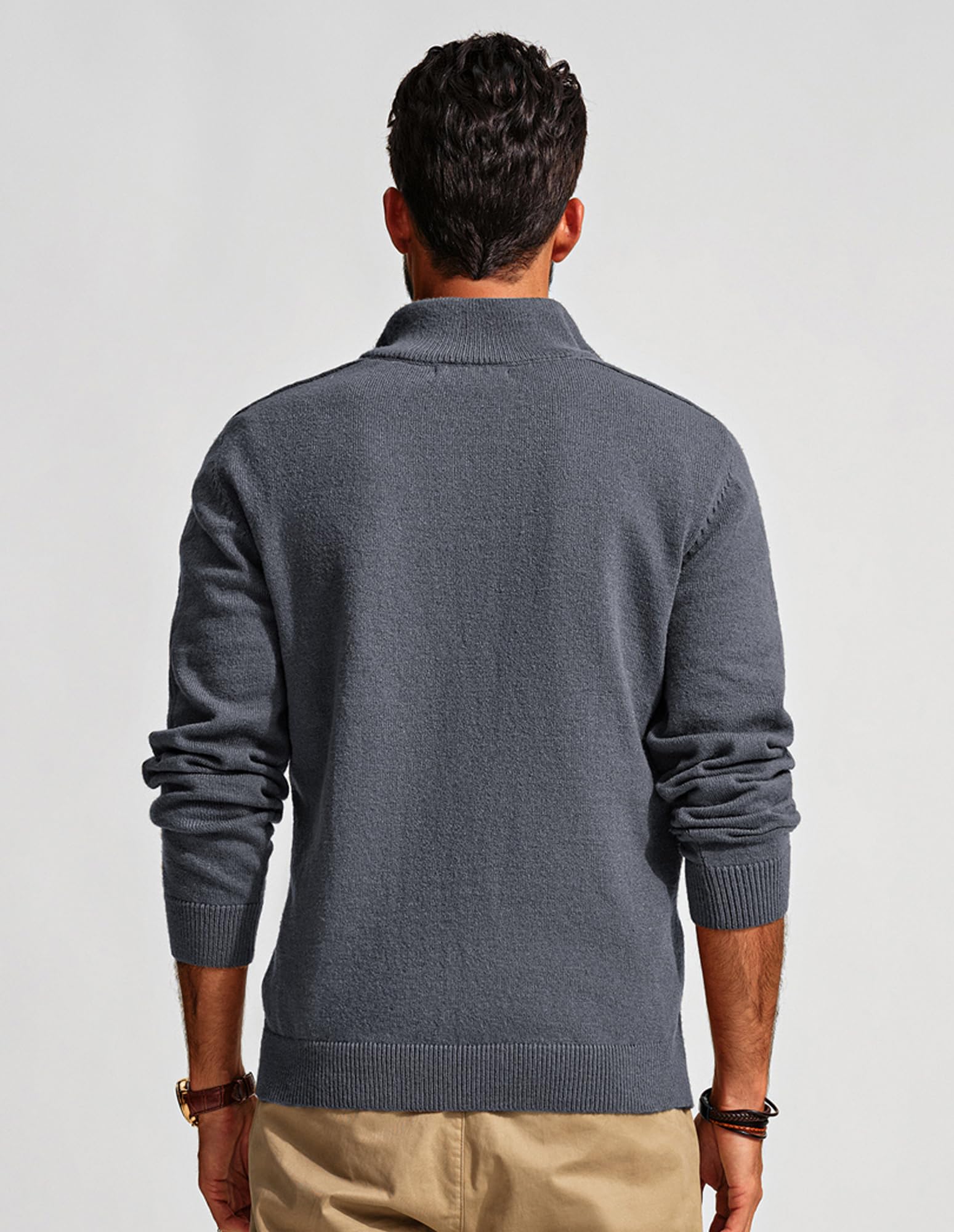 PJ PAUL JONES Men's Slim Fit Quarter Zip Pullover Sweater - Casual Knit Texture Long Sleeve Top for Work, Office & Outdoor Activities