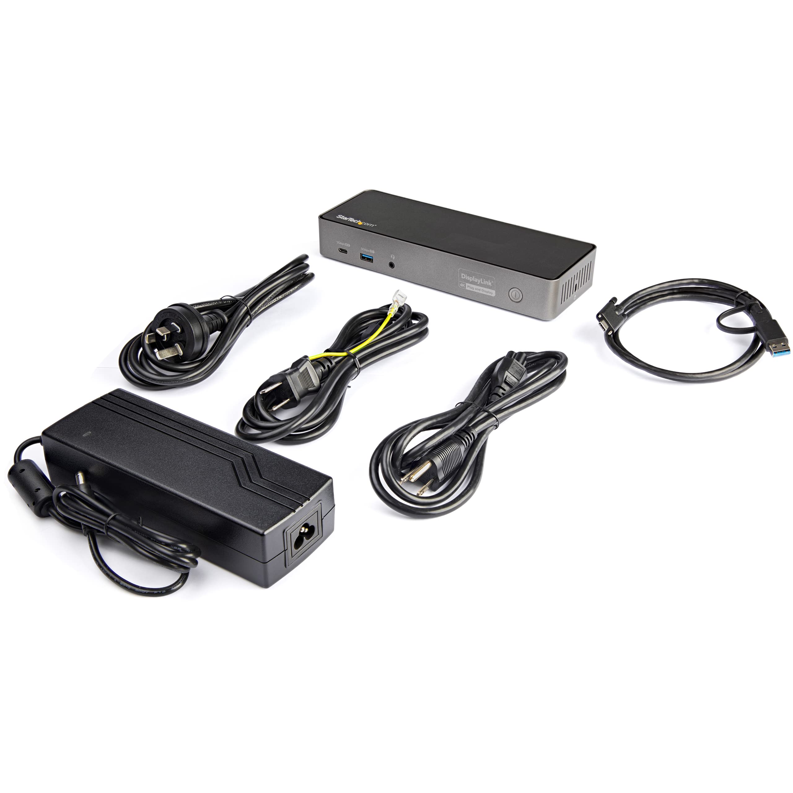 StarTech.com Hybrid Universal Triple Monitor Laptop Docking Station with USB-C & USB-A - 4K 60Hz DisplayPort & HDMI, 85W Power Delivery, 6-Port USB 3.1 Hub (10Gbps), Gigabit Ethernet, Audio - TAA Compliant - Perfect for Home Office, Remote Work & Multi-Screen Productivity