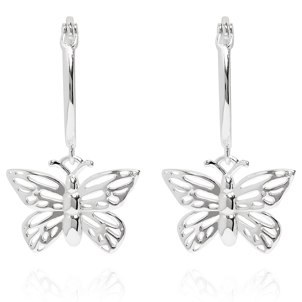 Annie Oak Women's 925 Sterling Silver Butterfly Hoop Earrings - Elegant Dangle Earrings for Everyday Wear, Parties & Gifts