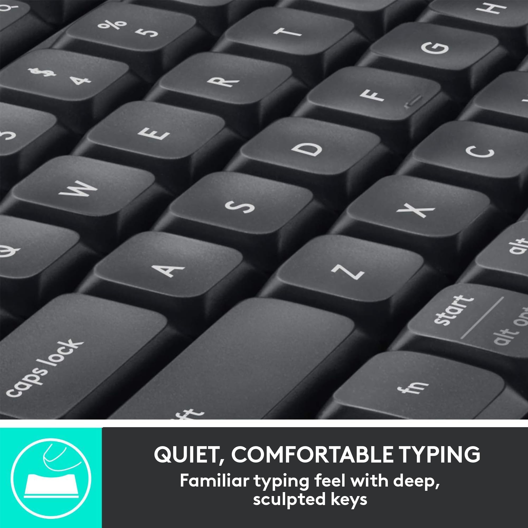 Logitech MK850 Wireless Keyboard and Mouse Combo - Ergonomic Full-Size Keyboard with 2.4GHz USB Receiver for PC/Mac - Perfect for Office Work, Gaming & Home Computing