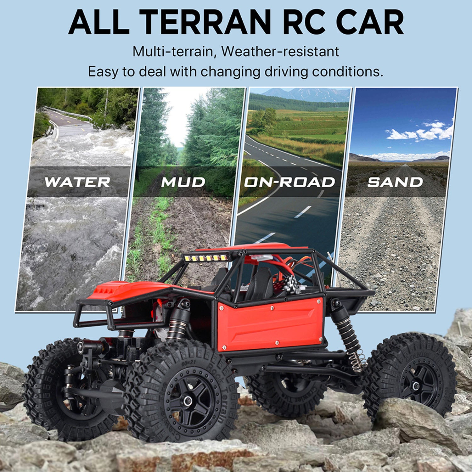 1/18 Scale RC Off Road Car 4WD Remote Control Rock Crawler - 370 Motor, ESC Protection, Steering Servo, Rechargeable Battery - High Speed All Terrain Vehicle for Adults & Kids - Perfect for Off Road Racing, Backyard Crawling & Outdoor Adventure