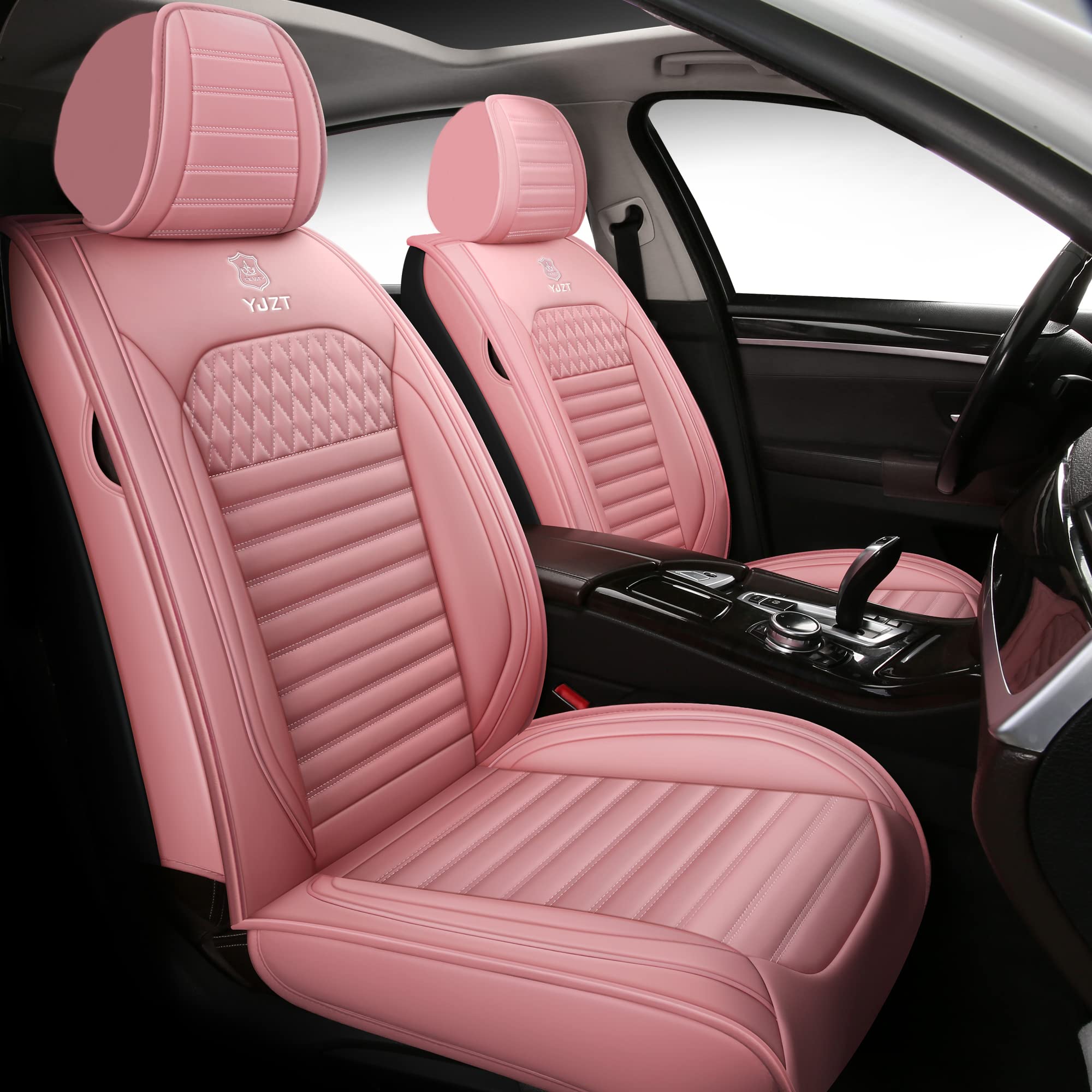 Premium Pink Leather Car Seat Covers - 5-Piece Universal Set for Cars, SUVs & Trucks | Soft & Comfortable | Easy Installation | Perfect for Daily Commute, Road Trips & Family Outings