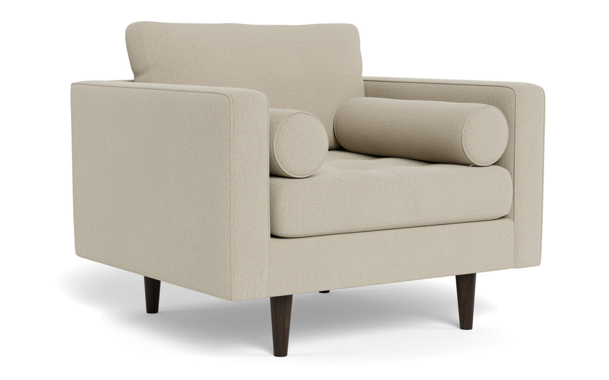 Ladybird 42 Arm Chair - Modern Accent Chair for Living Room, Bedroom & Office - Comfortable Upholstered Lounge Chair with Wooden Legs