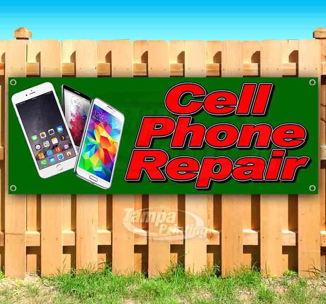 13 oz Heavy-Duty Vinyl Cell Phone Repair Banner with Metal Grommets - Durable Non-Fabric Sign for Phone Repair Shops, Retail Stores & Trade Shows