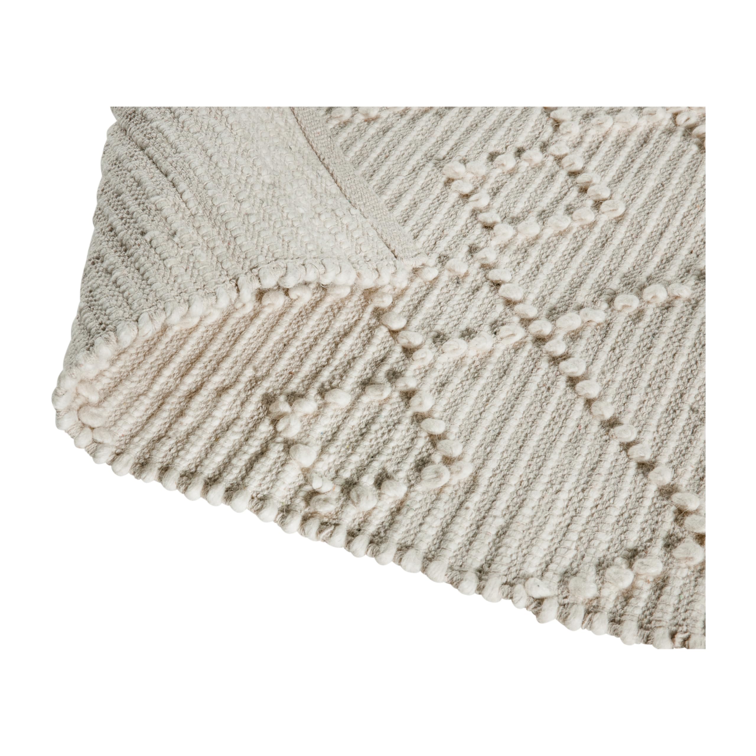 EMMA + OLIVER 8' x 10' Handwoven Geometric Area Rug - Triple Blend White & Ivory - Perfect for Living Room, Bedroom or Office Decor