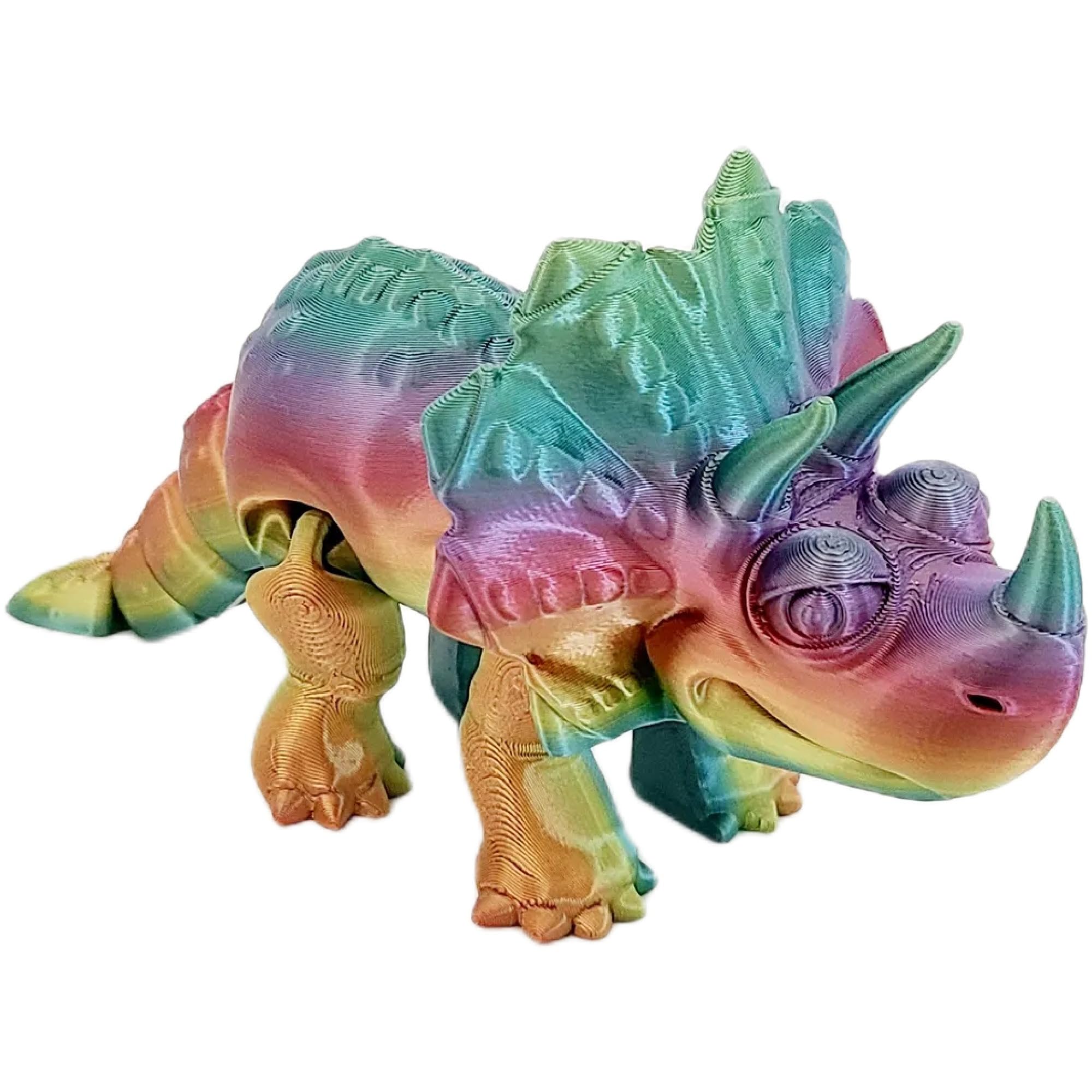 Flexible Articulated Fidget Toys for Stress Relief - Rainbow & Triceratops Dinosaur Sensory Toys for Kids & Adults - Perfect for ADHD, Anxiety, Office & Classroom Use