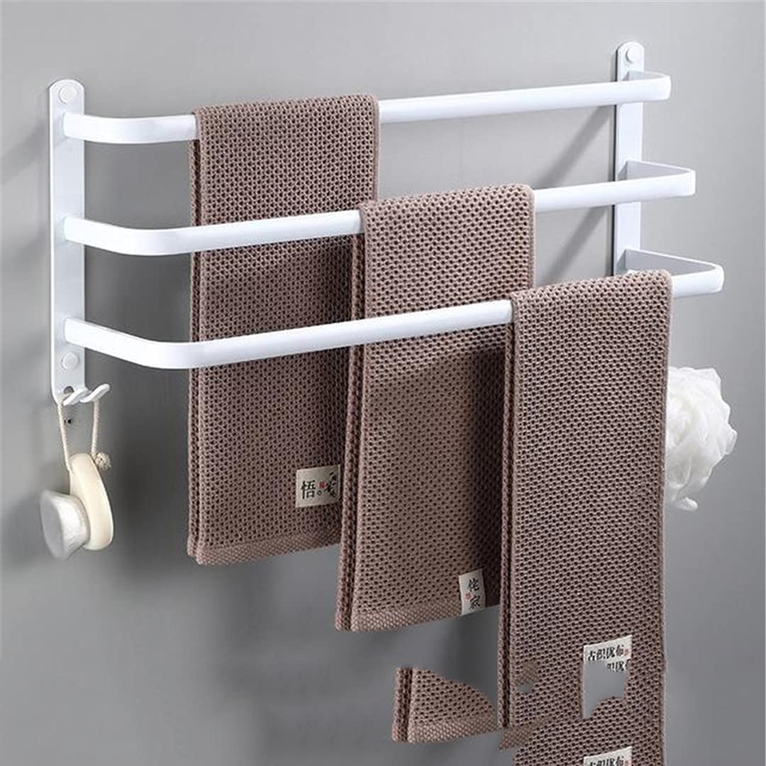 Triple 40cm Wall Mounted Towel Rack - Matte Black Aluminum Bathroom Towel Holder Bar Rail - Space Saving Solution for Bathrooms, Kitchens & Laundry Rooms