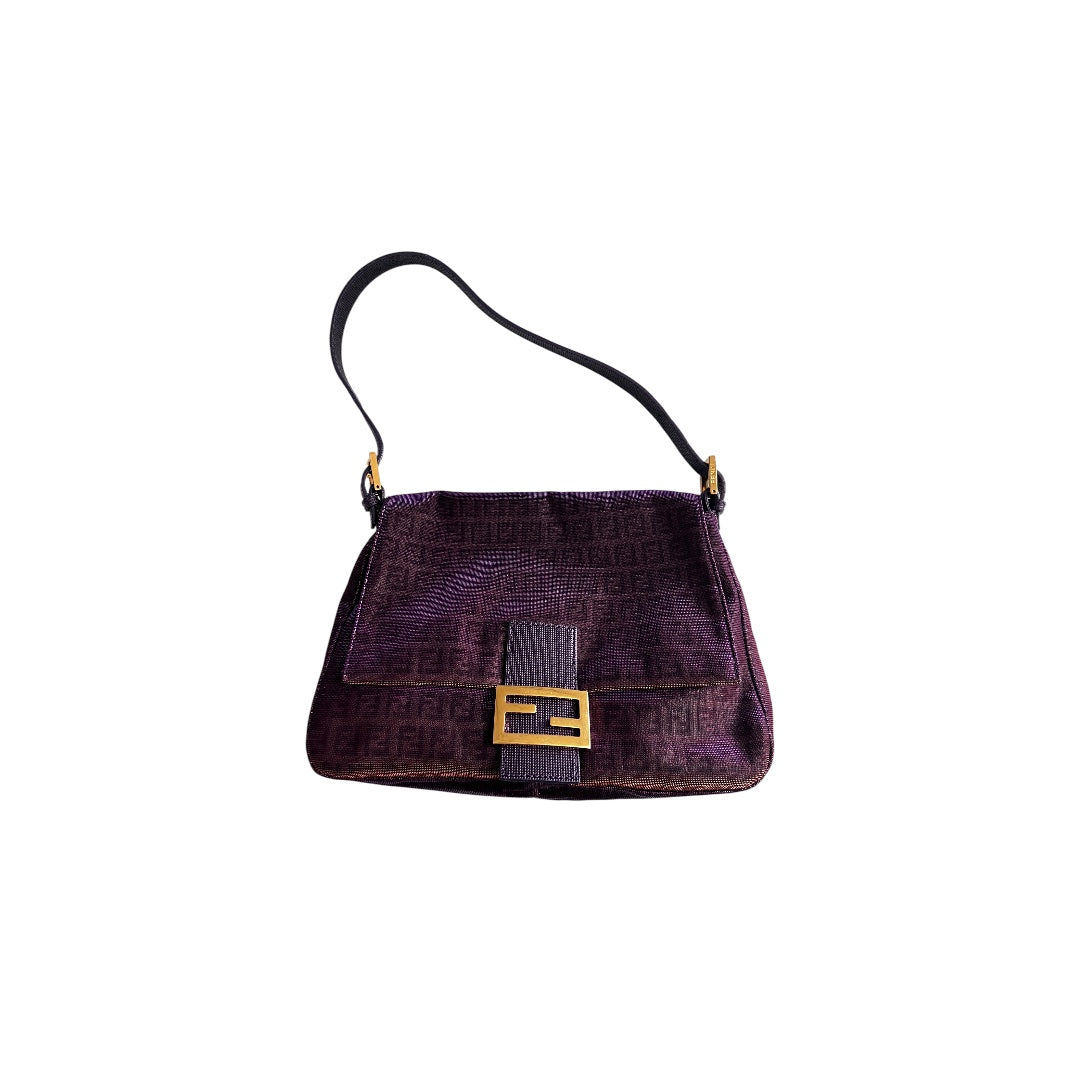 Fendi Purple Zucchino Mamma Baguette Bag - Luxury Designer Handbag for Women | Perfect for Evening Parties, Date Nights & Special Occasions