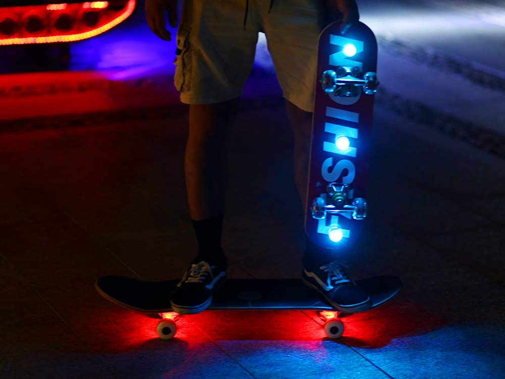 SKATEENA LED Lights for Skateboards, Longboards, Scooters & Bikes - Customizable Skateboard Light Accessories for Night Riding Safety & Style