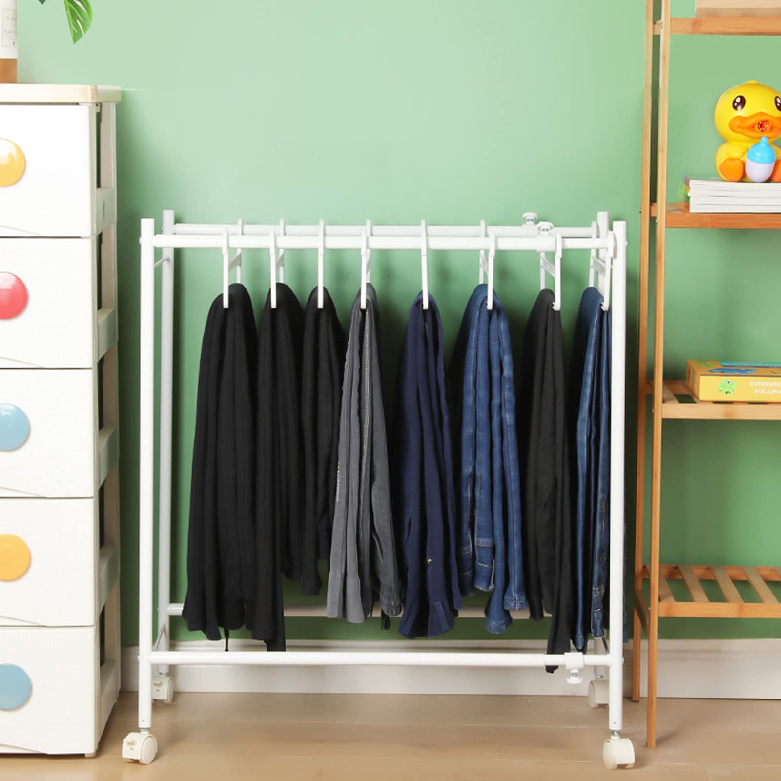 Retractable Rolling Pants Organizer with 30 Hangers - Multi-Functional Closet Storage Rack for Jeans & Trousers | Space-Saving Wardrobe Solution for Home & Office Organization