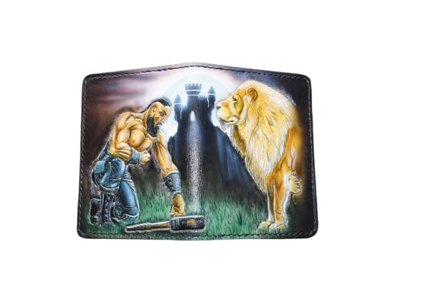 Premium 3D Genuine Leather Passport Holder - Hand-Carved & Hand-Painted Travel Wallet with Lion & Viking Designs - Custom Personalized Passport Cover for Men & Women - Perfect for International Travel, Business Trips & Luxury Gifts