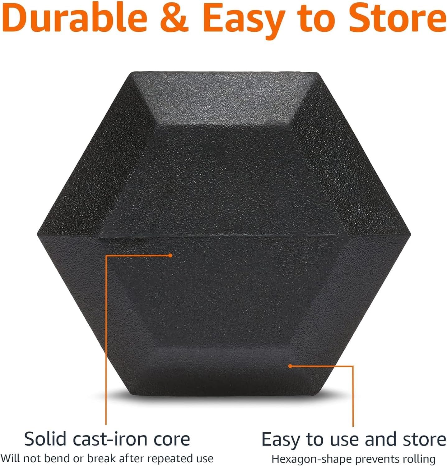 Amazon Basics Rubber Hex Dumbbell Set - Non-Slip Grip Free Weights for Home Gym, Strength Training & Fitness Workouts (Perfect for HIIT, CrossFit, and Muscle Building)