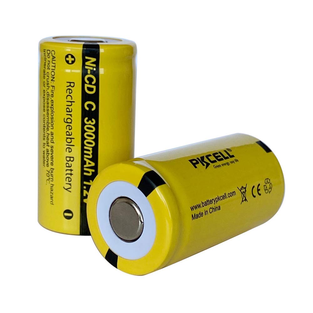 High-Capacity 3000mAh Ni-CD Rechargeable C Batteries (2-Pack) - Perfect for Flashlights, Toys, and Emergency Power Backup