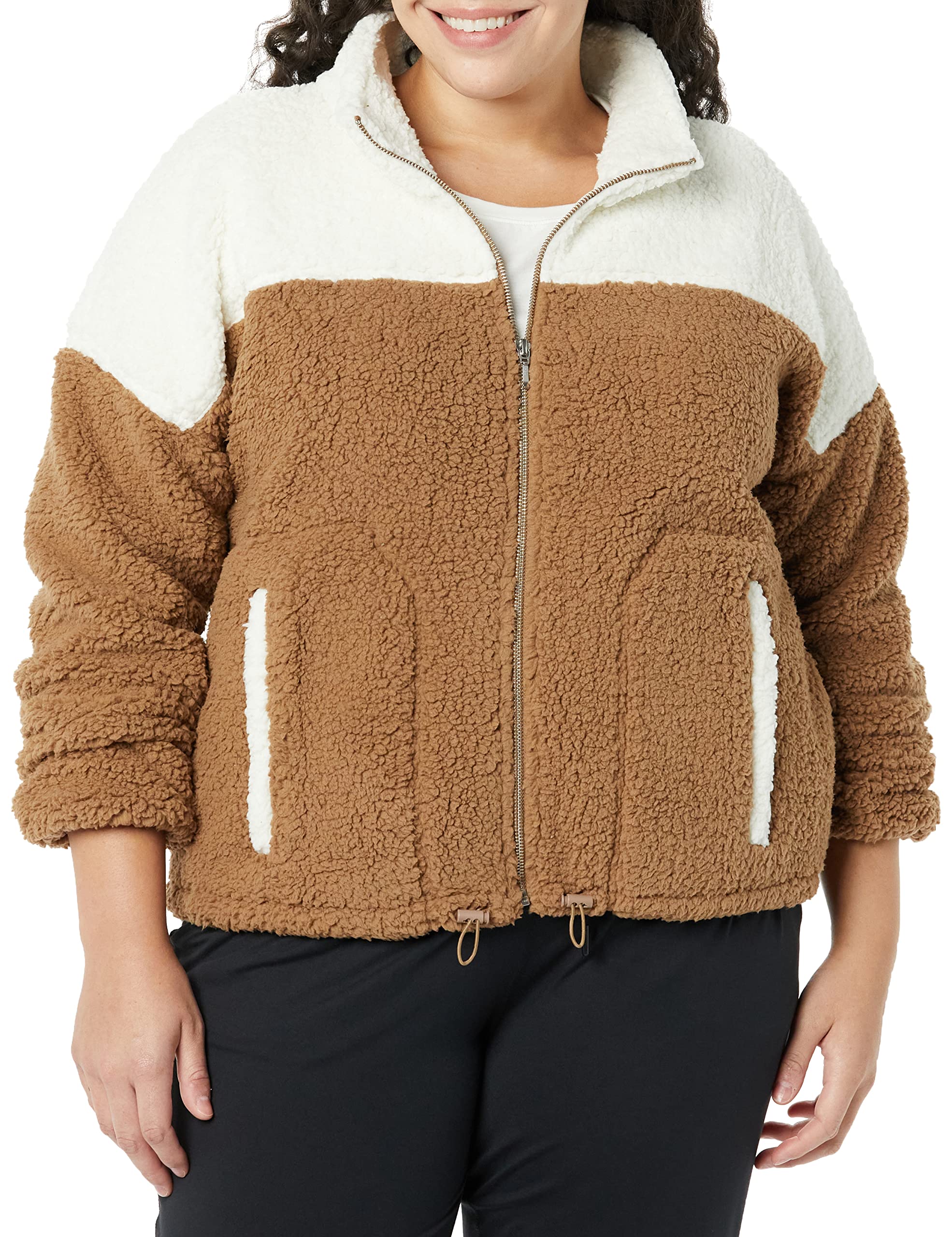 Amazon Essentials Women's Full-Zip Sherpa Fleece Jacket - Soft Warm Winter Coat for Outdoor Activities, Hiking & Casual Wear