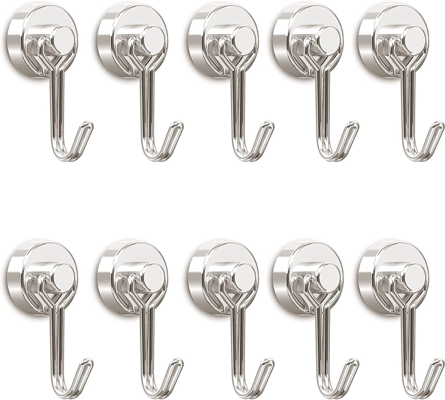 Tohoer Heavy Duty Neodymium Magnetic Hooks 30LBS - Rust Proof Refrigerator Magnets for Kitchen, Fridge, Oven, Grill, BBQ - Perfect for Hanging Tools, Keys, Utensils, Wreaths - Indoor & Outdoor Use