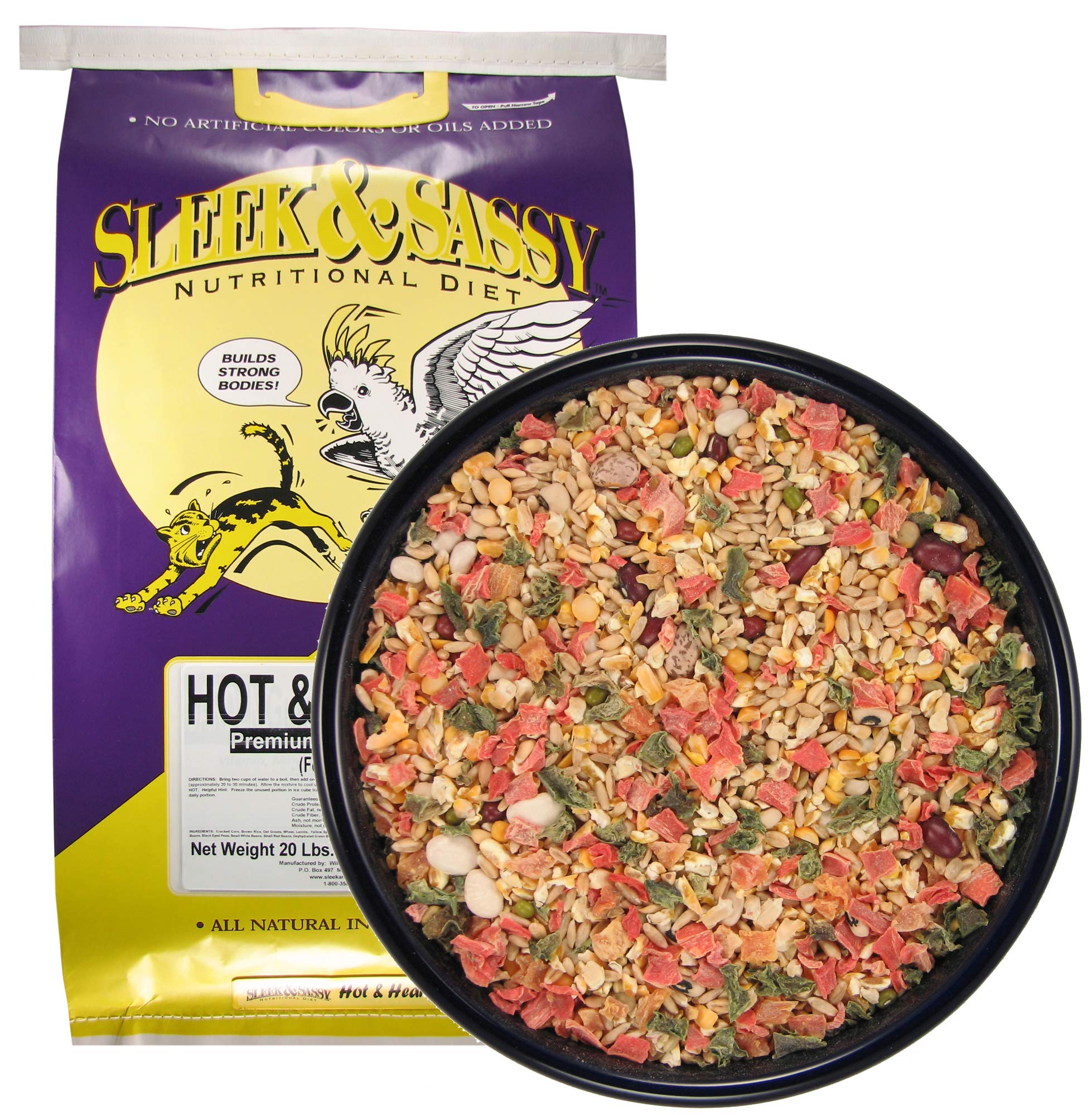 Premium 20 lbs. Bird Food - Hot & Hearty Cooking Diet for Parrots, Cockatiels & Parakeets | High Nutrition, Natural Ingredients | Perfect for Daily Feeding & Bird Health