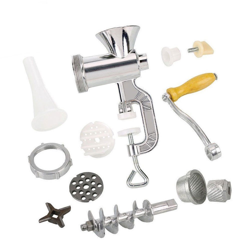 Premium Manual Meat Grinder - Heavy Duty Hand Crank Sausage Stuffer & Pasta Maker for Home Kitchen - Perfect for Making Fresh Ground Beef, Sausages & Homemade Noodles - Ideal for Camping, Emergency Prep & Italian Cooking