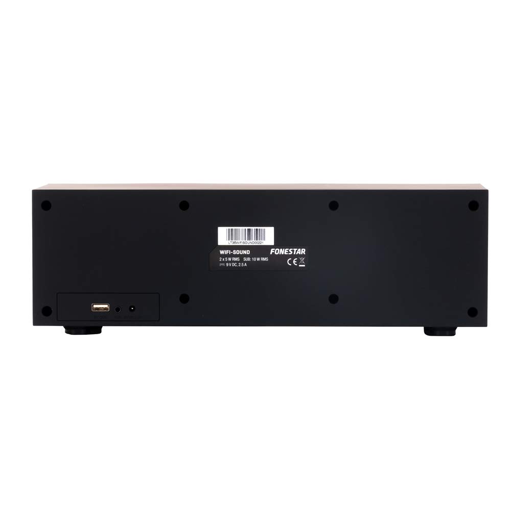 FONESTAR Wireless Smart Speaker with WiFi & Bluetooth, Multiroom Music System, Hi-Fi Audio, Subwoofer, NFC, Internet Radio & USB Charging - Black | Perfect for Home, Kitchen, Living Room & Outdoor Parties