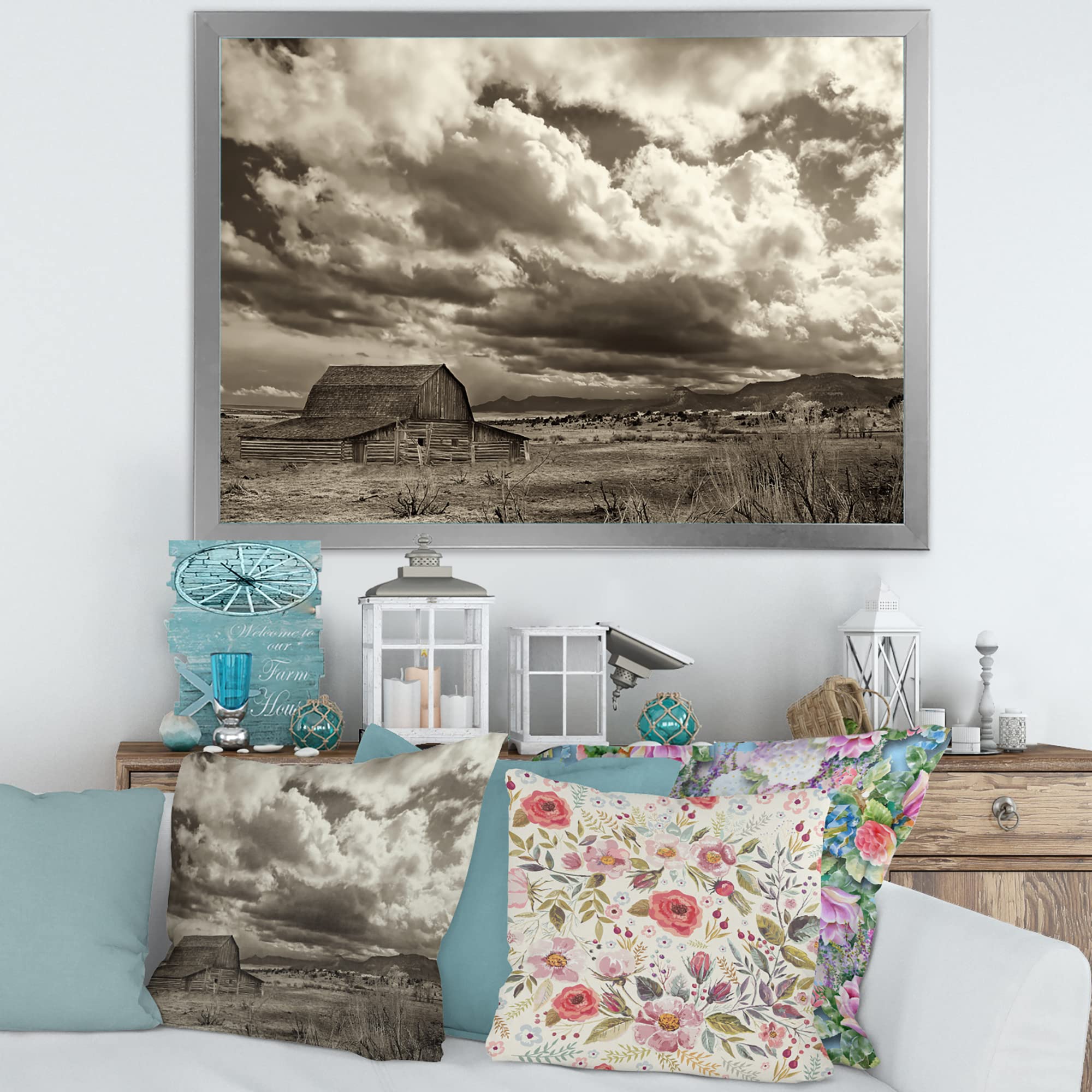After The Rain On The Prairie Traditional Framed Wall Art - Landscape Oil Painting for Living Room, Bedroom & Office Decor