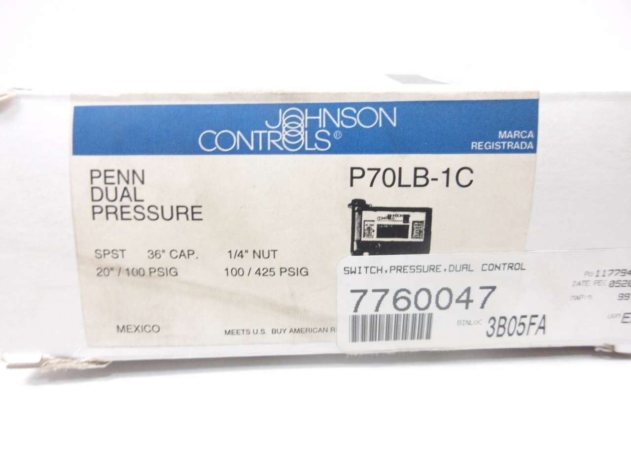 Johnson Controls P70LB-1C Penn Dual Pressure Controller - HVAC System Replacement Part - Perfect for Commercial Building Temperature Regulation