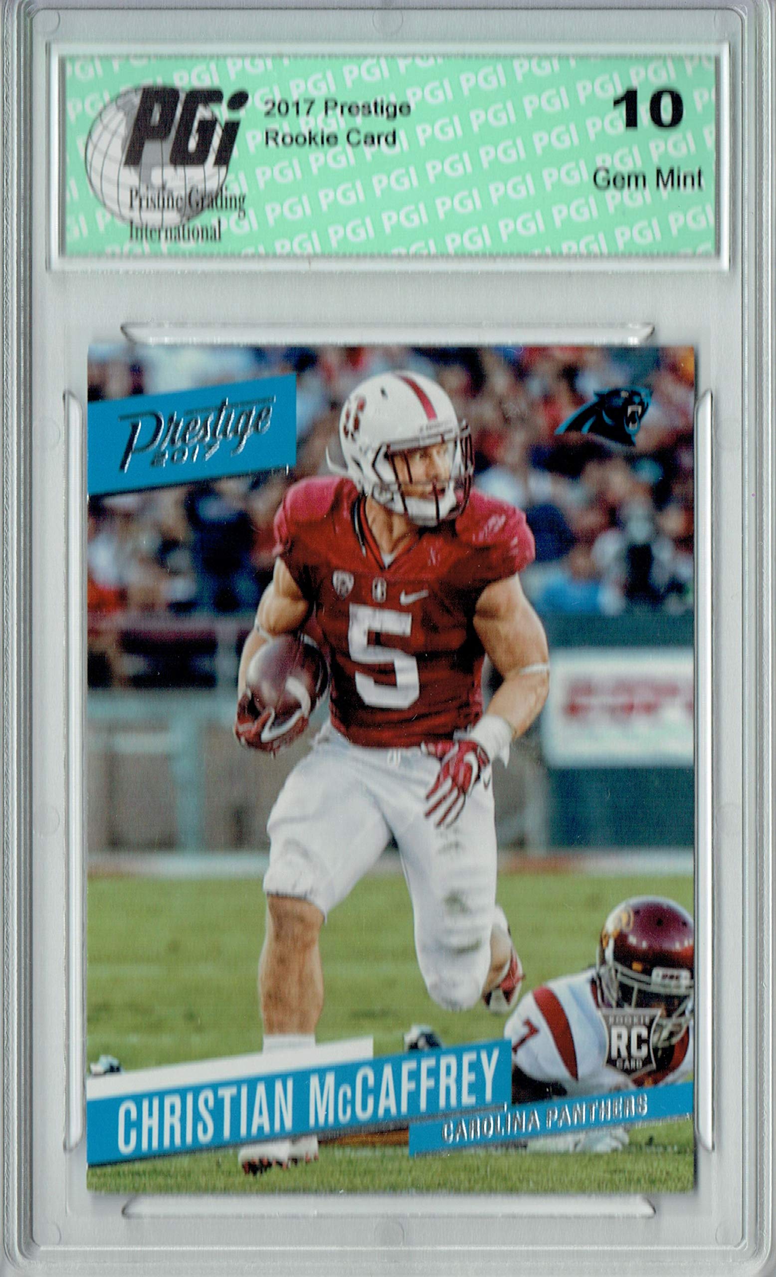 Christian McCaffrey 2017 Panini Prestige #215 Rookie Card PGI 10 Graded - NFL Collectible for Fans & Investors | Perfect for Display, Trading, and Memorabilia Collections