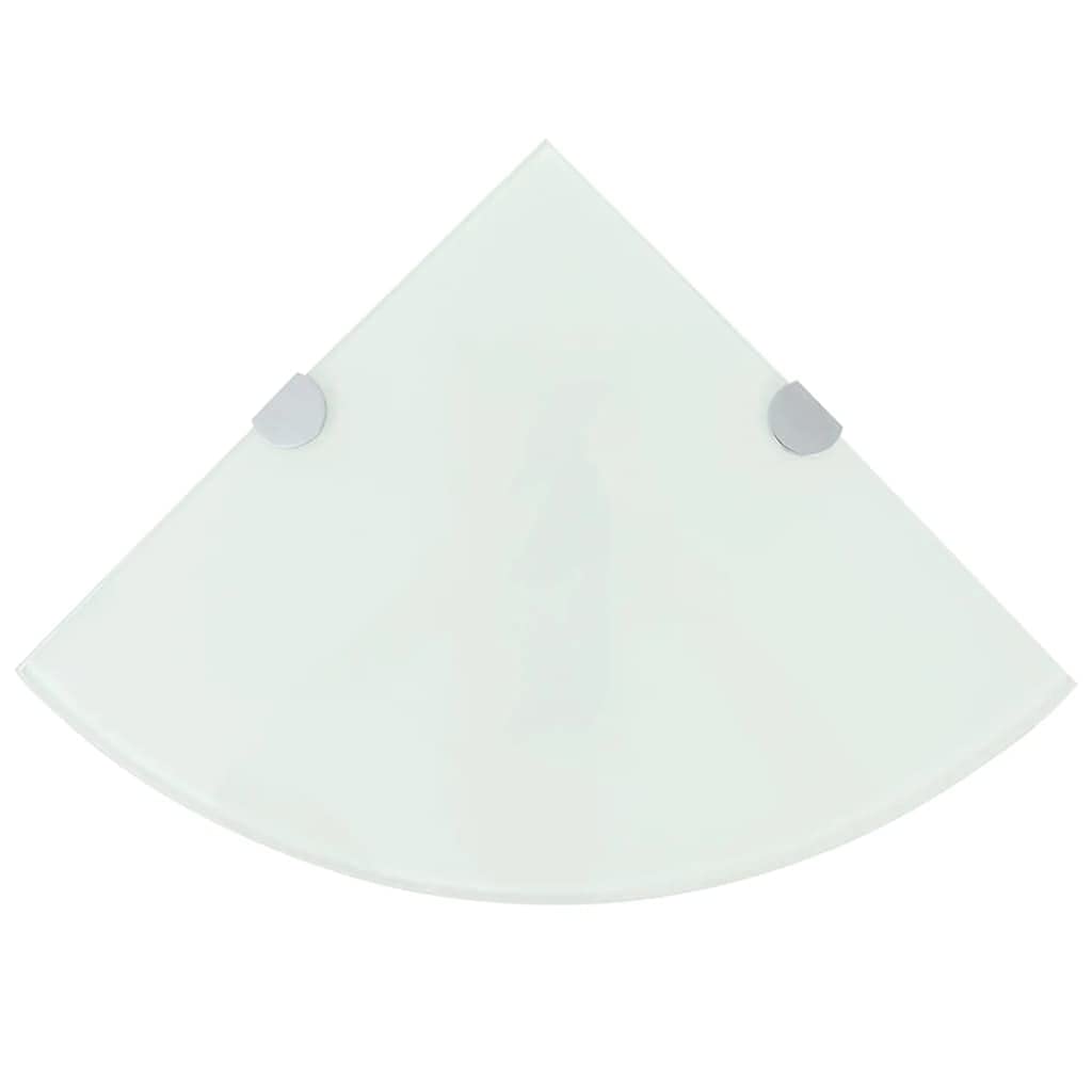 Corner Glass Shelf for Bathroom & Shower - White 9.8